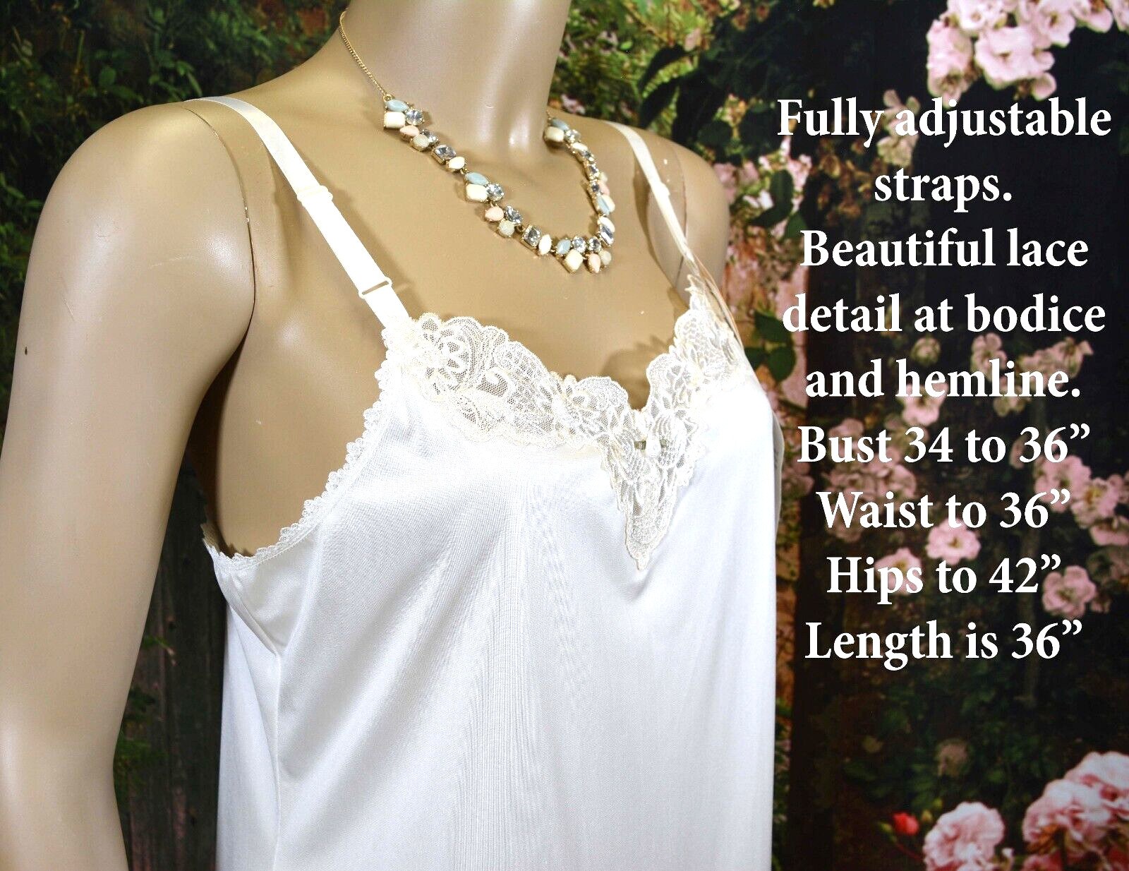 UNWORN Shadowline Ivory White Slip, NOS w/Original Tags, Bodice Lace VTG 90’s