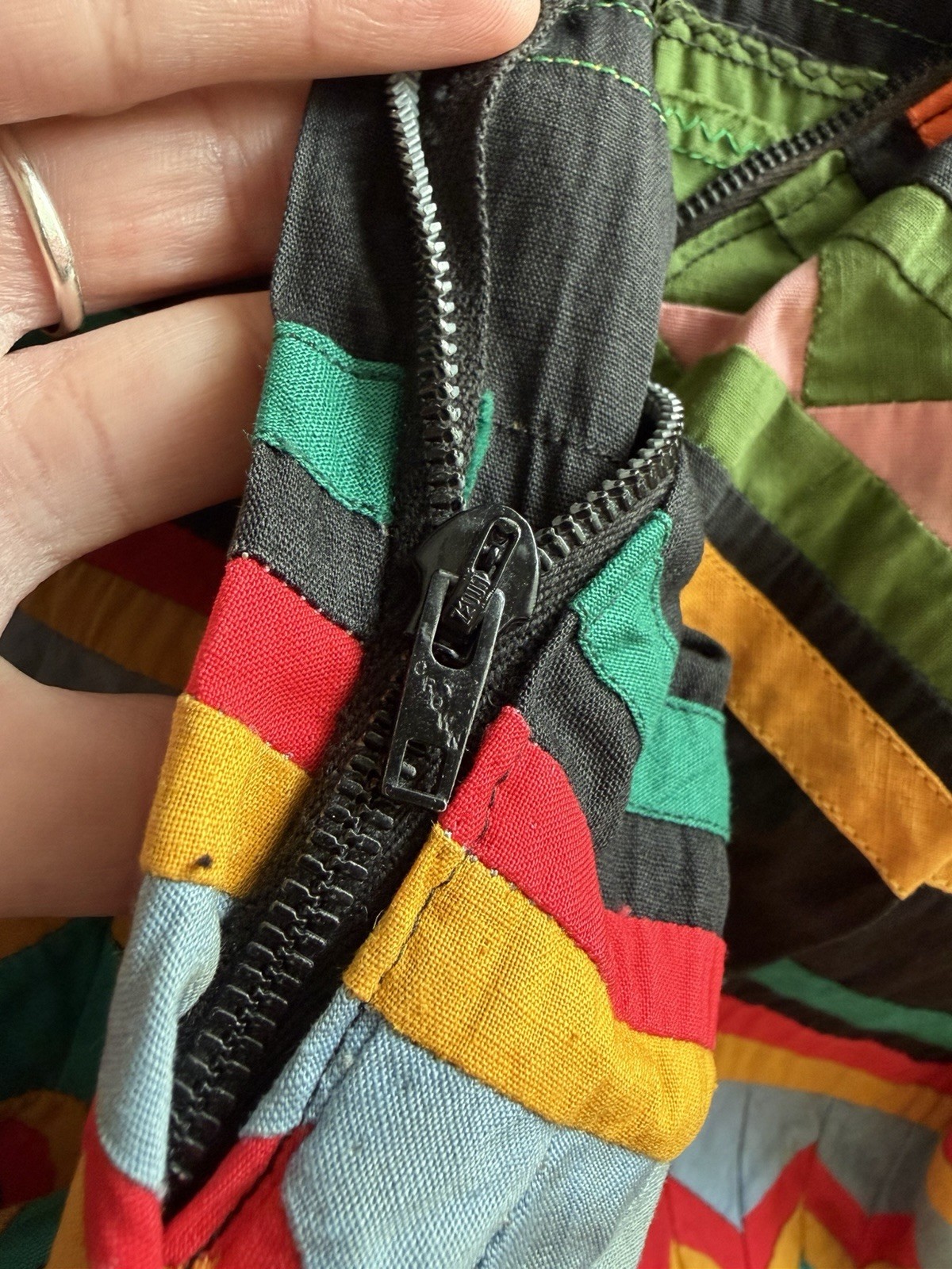Vintage 40s 50s Colorful Native American Seminole Midi Skirt Side Metal Zip XS