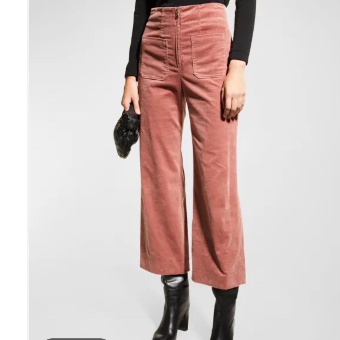 VERONICA BEARD Jiva Cropped Wide Leg Corduroy Pants In Mauve Size 6