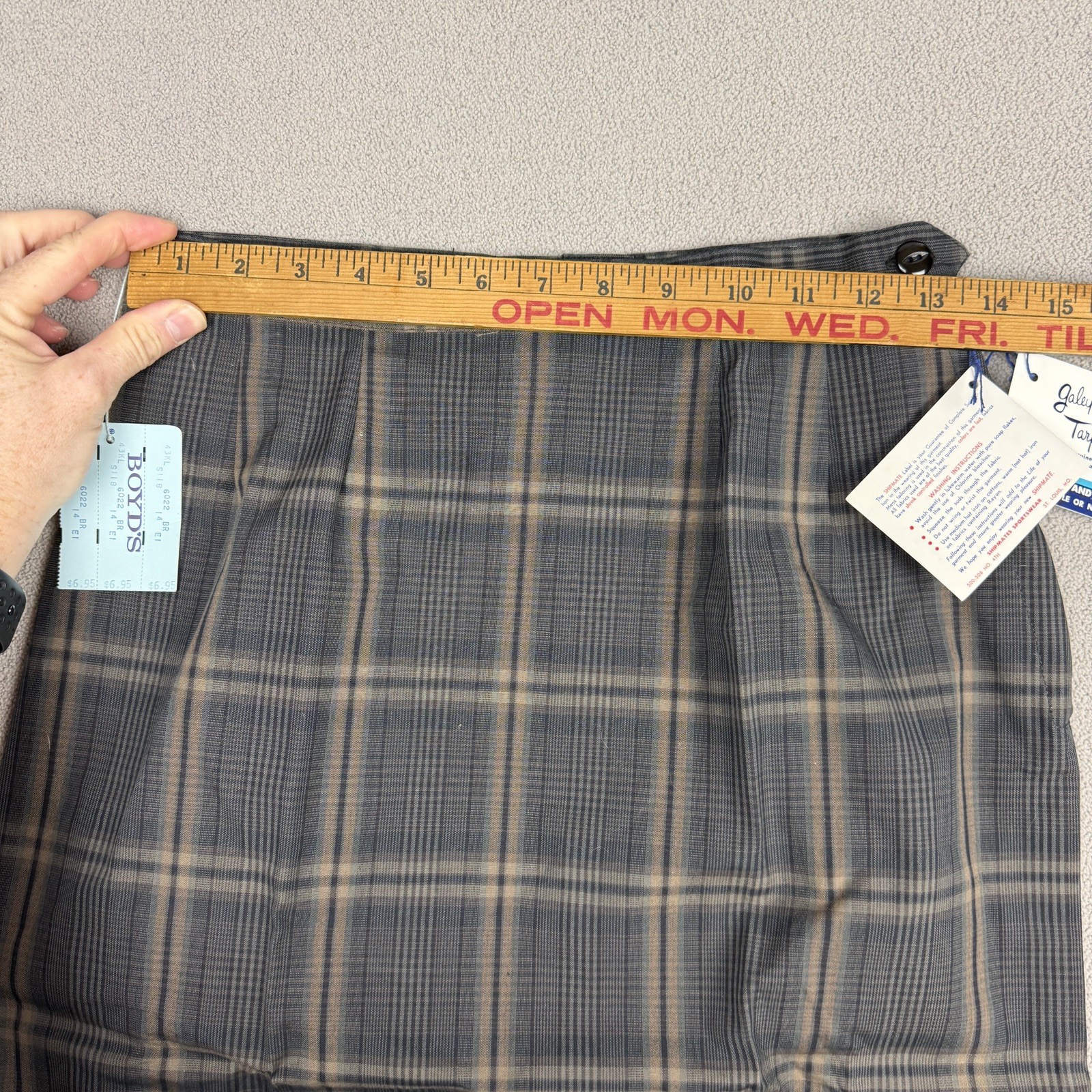 Vintage New Old Stock 50s Plaid Pencil Midi Skirt Rockabilly 26” Shipmates NWT
