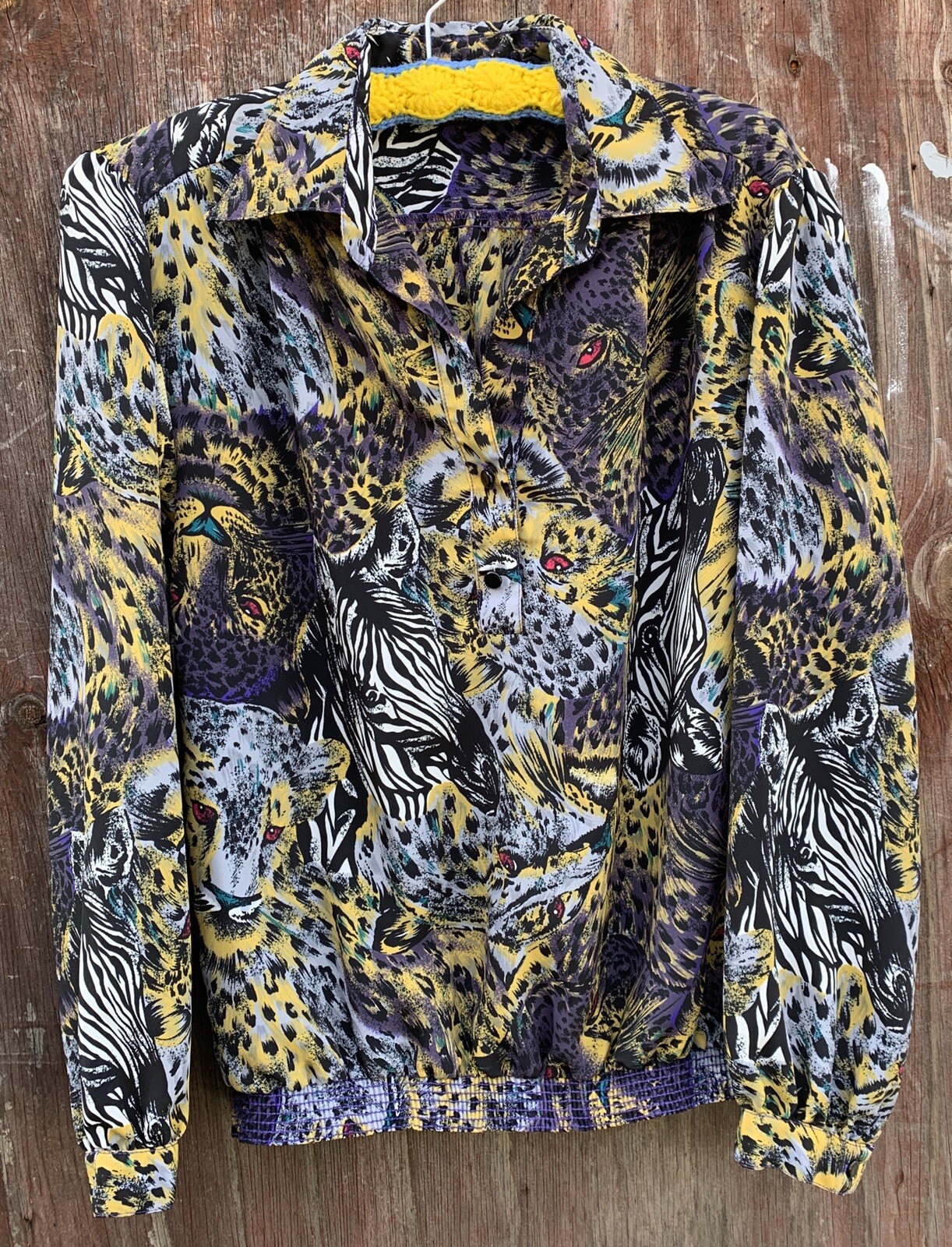 Vintage Loubella Calfornia Fashions Top Blouse Animal Print 8 80s 90s 1980s