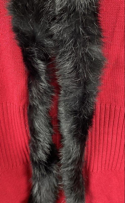 Vintage Y2K Grace Dane Lewis Women’s Red Silk Rabbit Fur Trim Cardigan Sz S