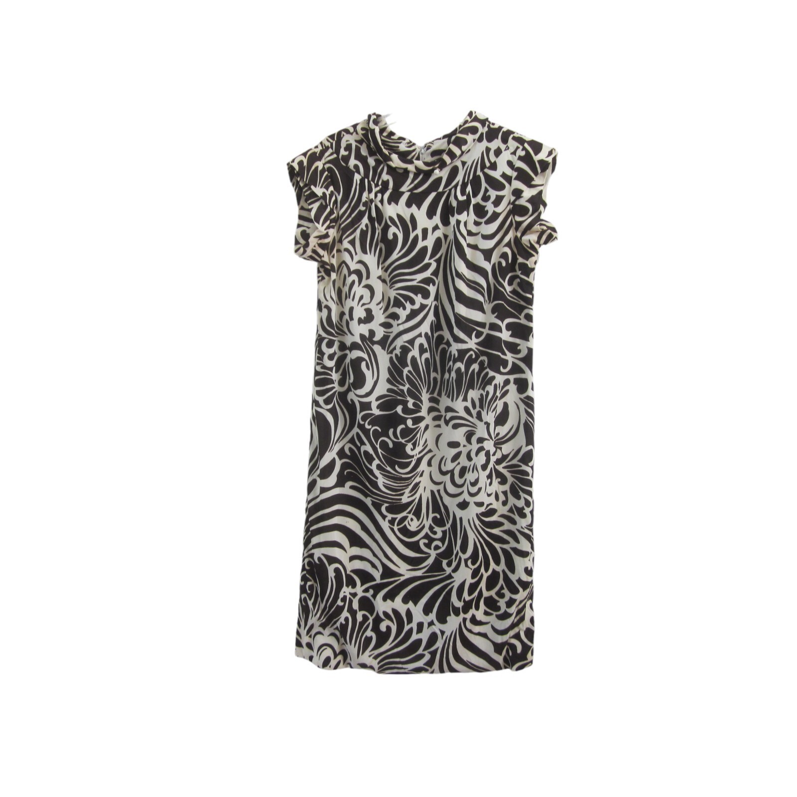 VTG TOPAZ ORIGINALS Brown & Ivory Abstract Flower Print Sleeveless Dress