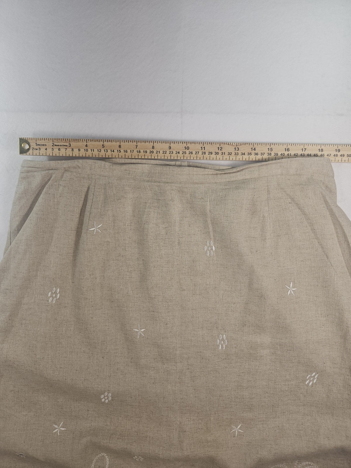 Requirements Woman Vintage Tan Beaded Embroidery Eyelet Linen Blend Maxi Boho 1X