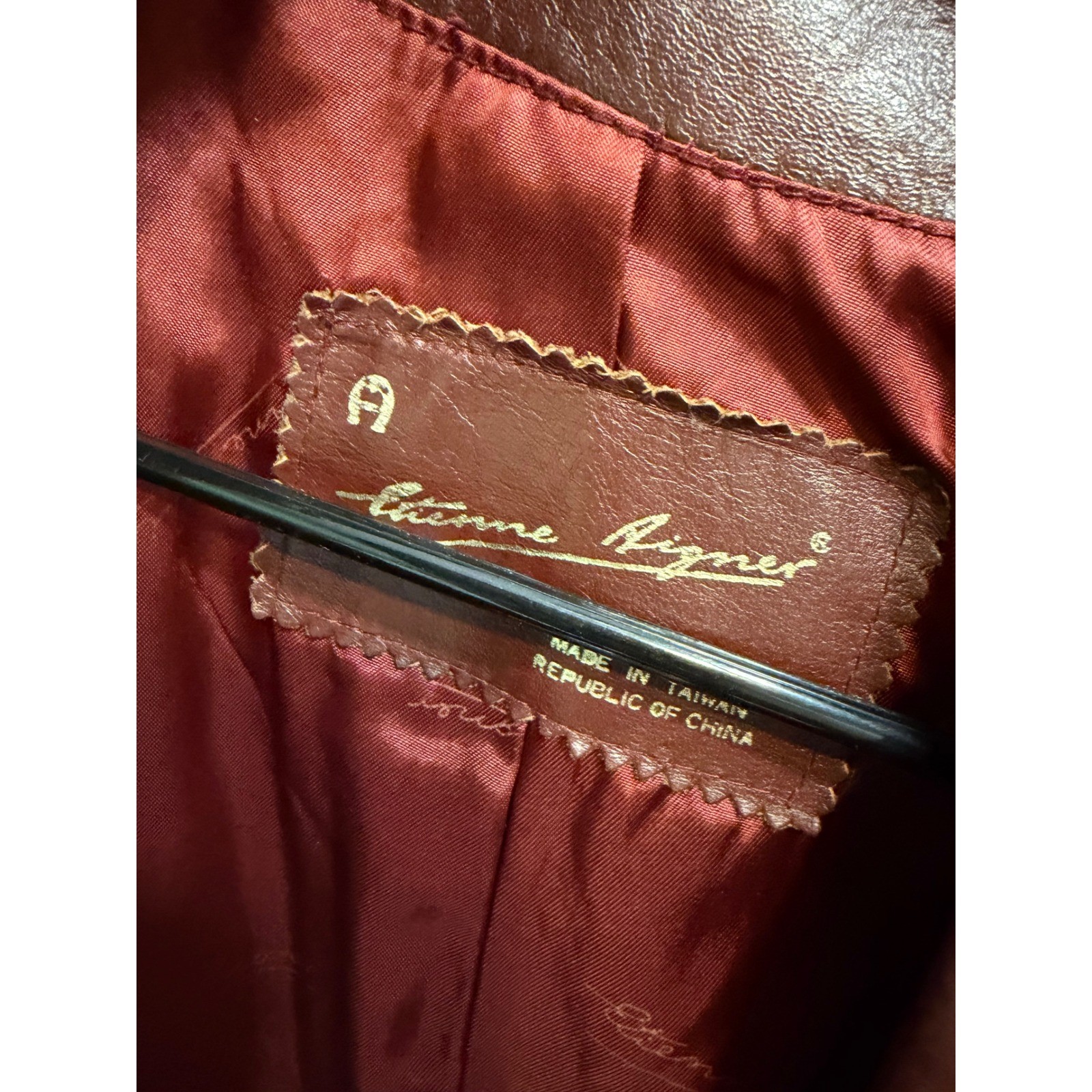 Vintage Etienne Aigner Burgundy Leather Blazer Jacket Womens Size 14 Oxblood