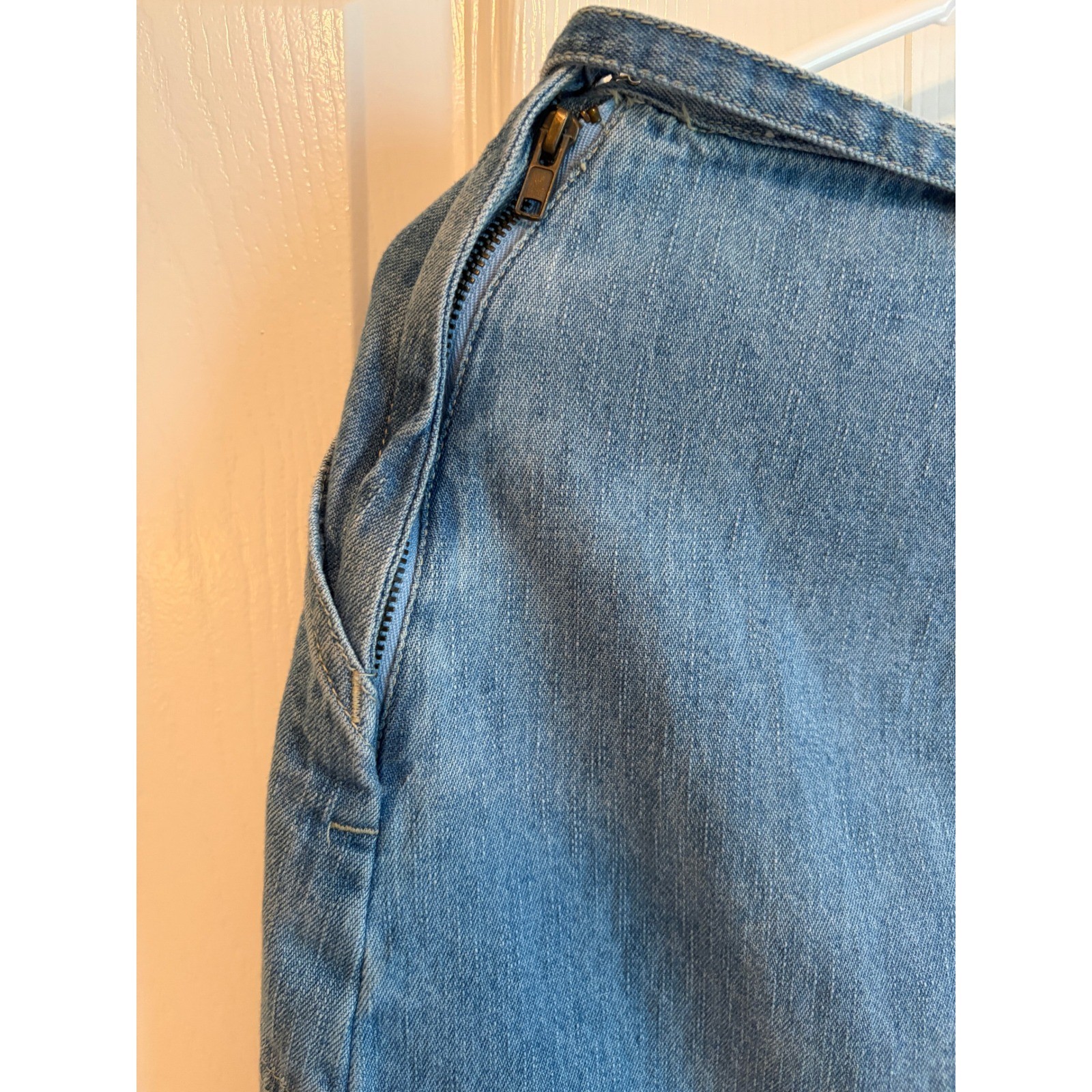 Vintage St Johns Bay Denim Maxi Skirt Womens 6 Blue Cotton 90s Side Zip Long