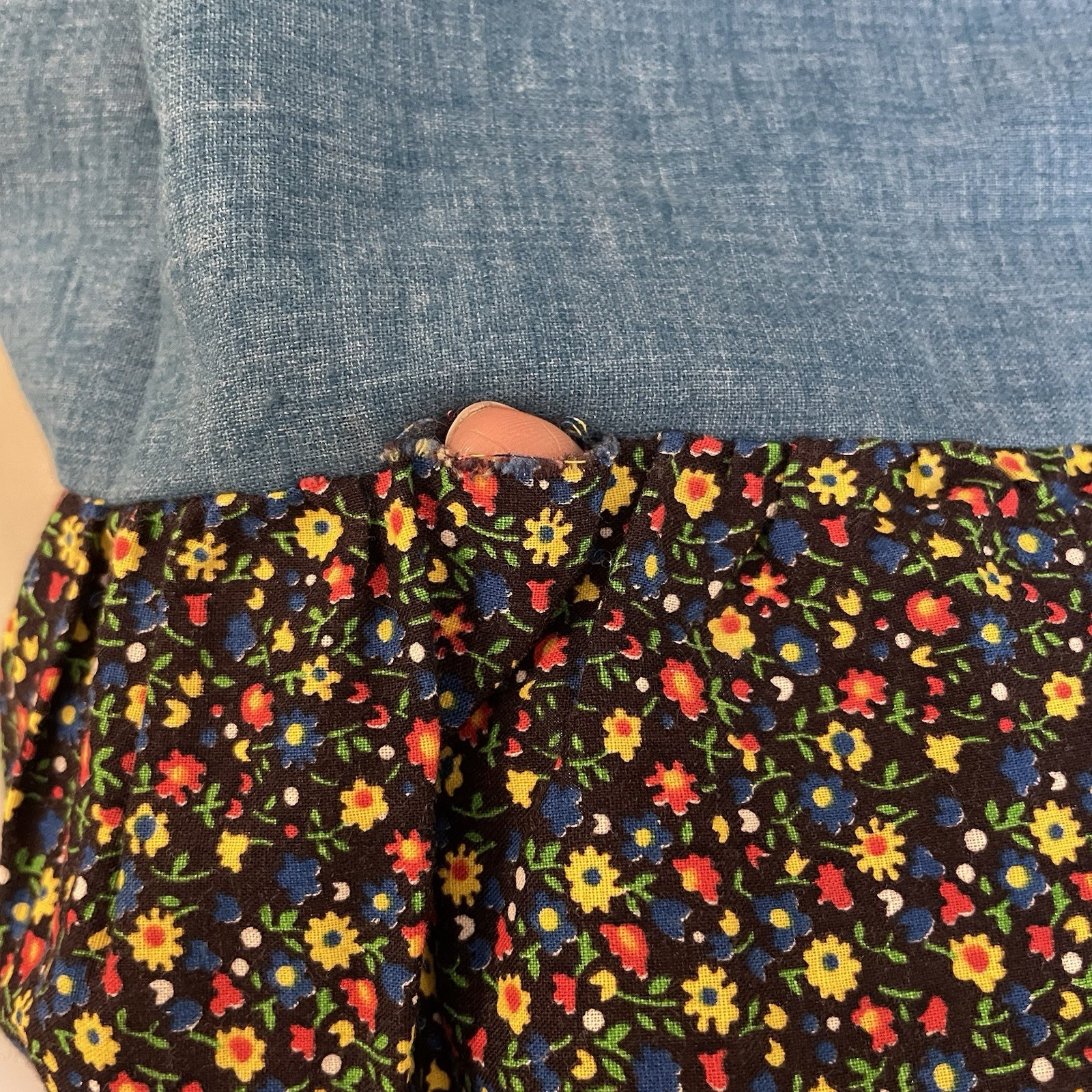 Vintage Tiered Maxie Prairie Skirt JC Penny Chambray And Floral Medium