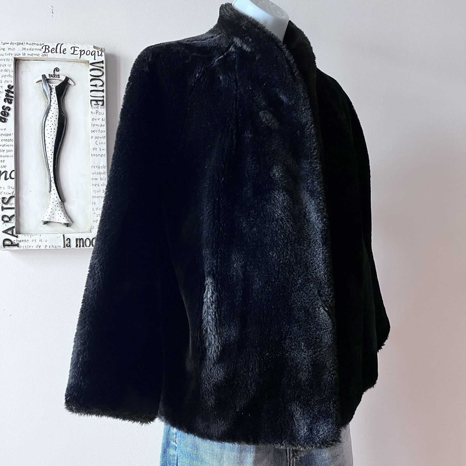 Vintage Borgana Black Faux Fur Women’s Teddy Coat Sz M/L