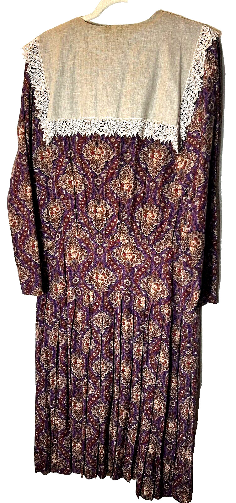 VTG Union Made Dress SZ 14 Sailor Collar Drop Waist Pleated Donna Morgan USA