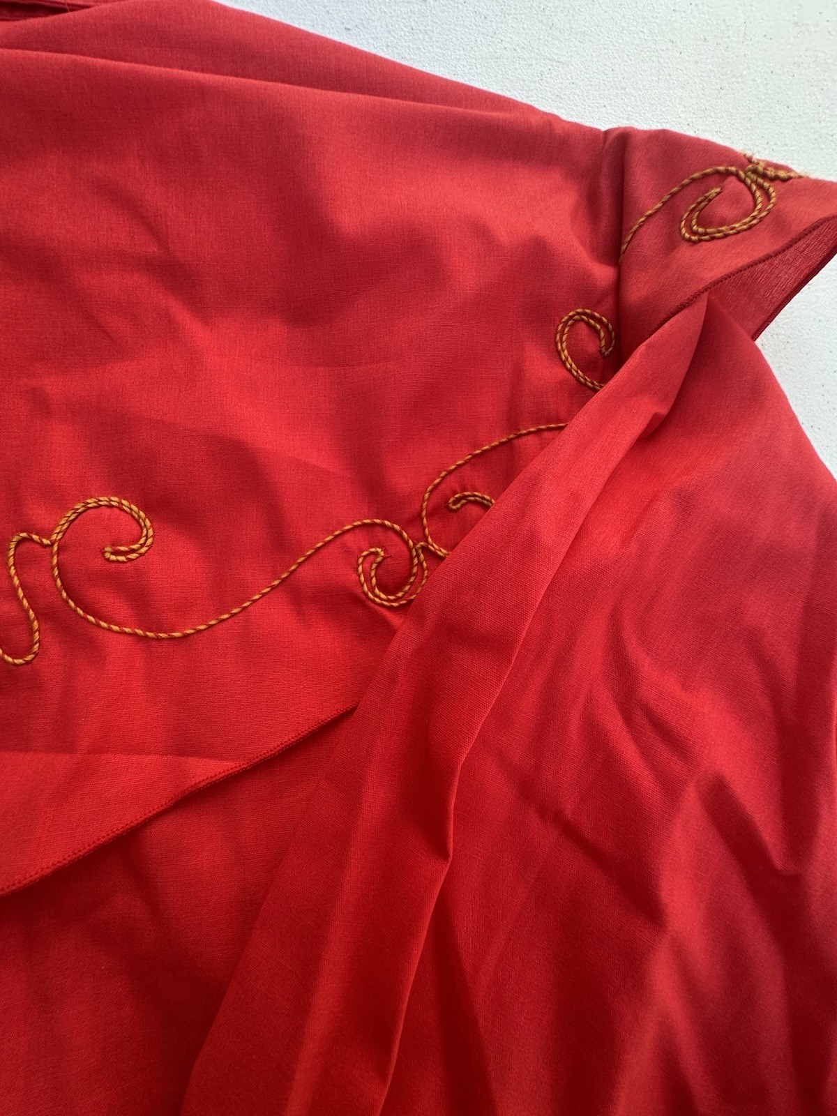 Vintage Red Satin Western Collection Shirt Gold Rope Trim Womens Size 10 NWT
