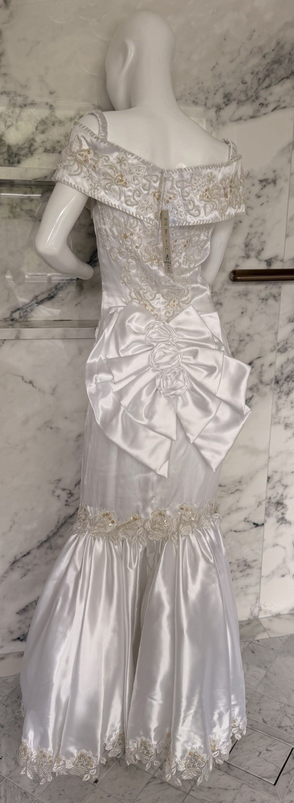 Vintage Jean Phoenix Bridal Wedding Dress Size 8 White Beaded Mermaid Gown NWT