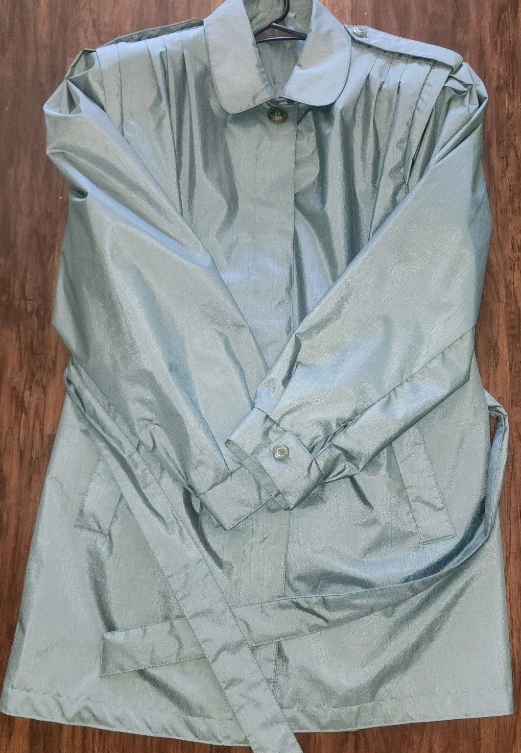 Vintage Mariel Trench Coat 80s 90s Green Jacket Size Small