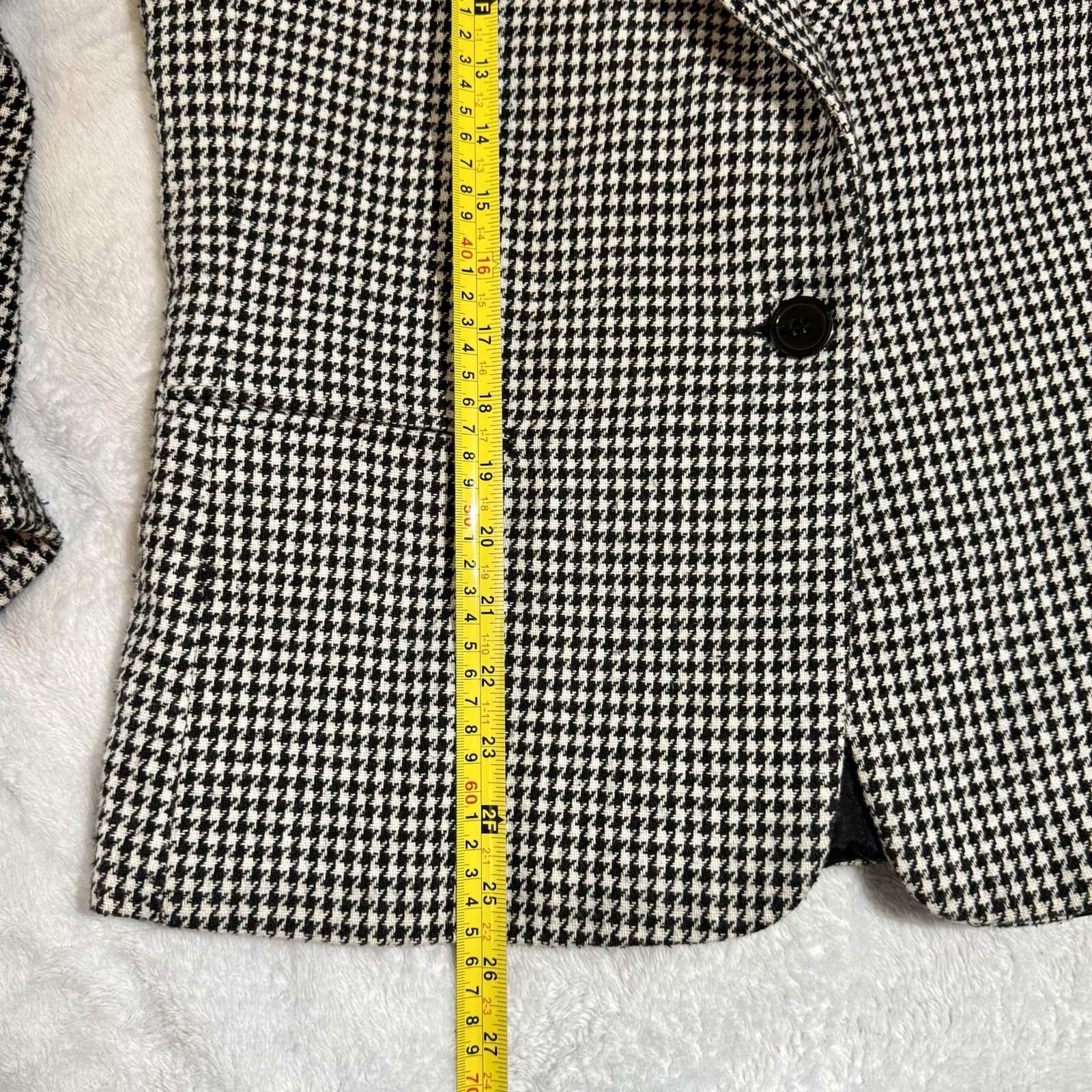 Vintage DUMAS Houndstooth Blazer Velvet Collar Made in USA Tailored