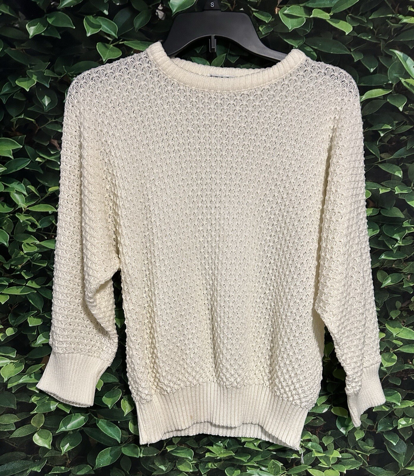 Vintage Keneth Top Knit Sweater Pullover Short Waist Ivory Women’s Small