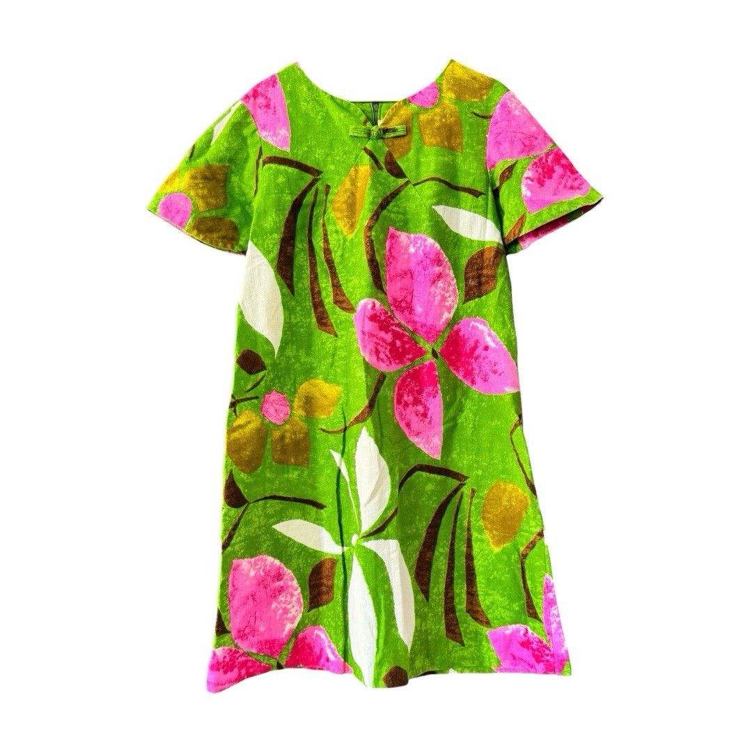 Vintage Hawaiian Dress Shorty Flower Power Cotton