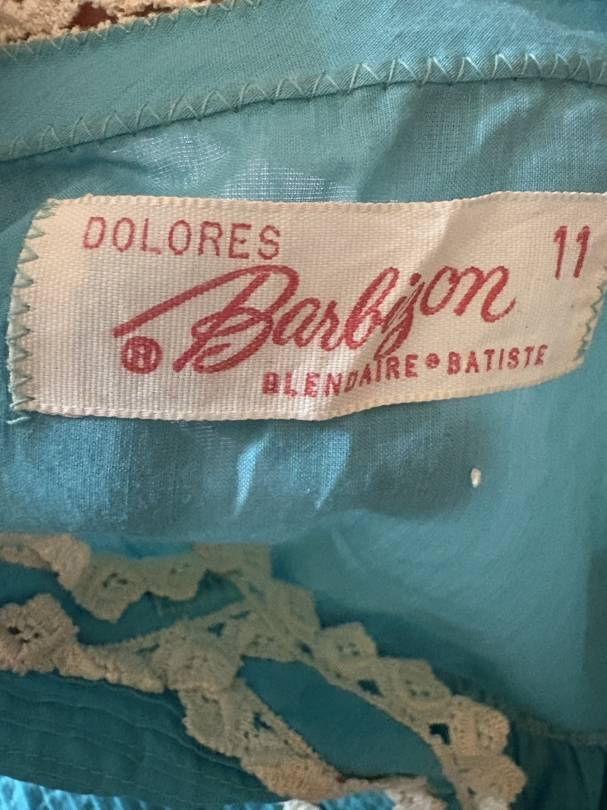 VTG 1950/60s Delores Barbizon Blue Soft Nightgown NWOT Sz 11 M/L 40”/46”