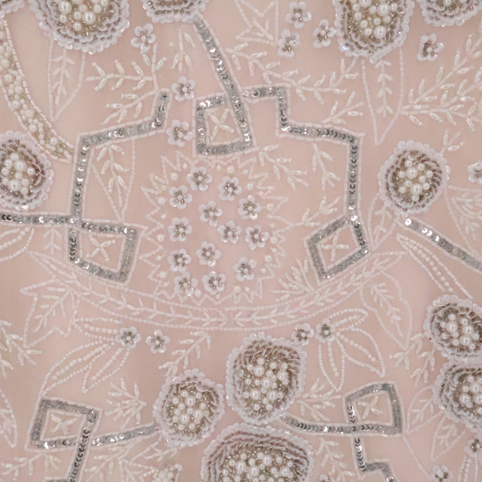 Laurence Kazar Vintage 90s Beaded Silk Cocktail Dress Womens Size PM Blush Pink