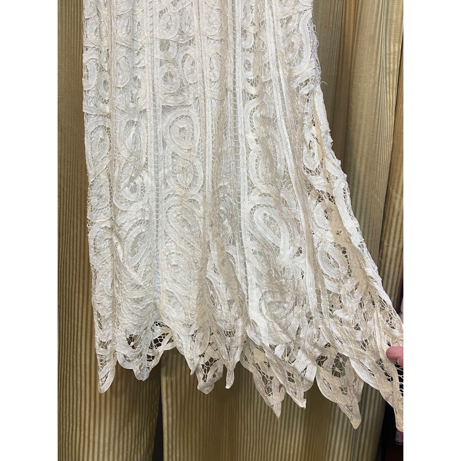 Vtg Y2K Kroshetta By Papillon Ivory Crochet Knit Midi Dress Sz XL