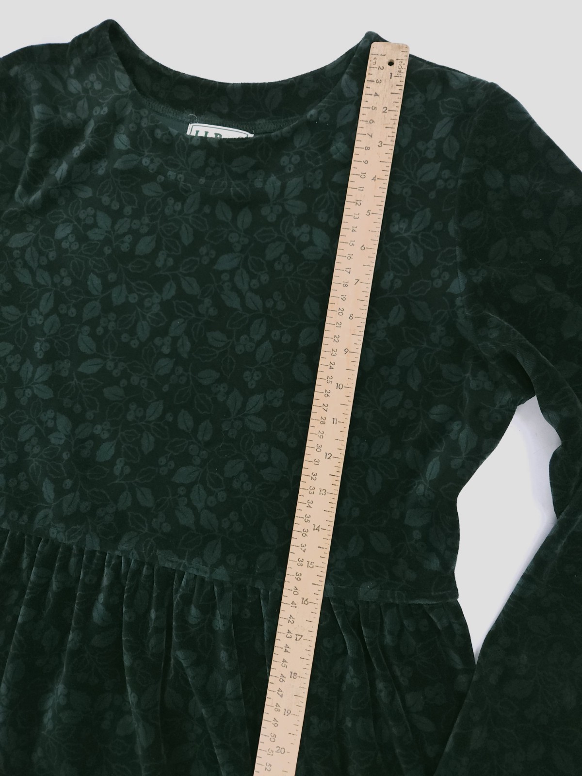 LL Bean Velvet Dress Vintage 1990s Dark Green Holly Berries Women’s M