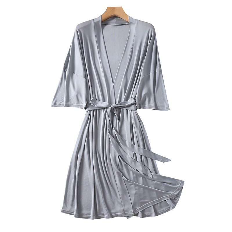 100silk Pajamas Women’s Thin Nightgown V-neck Tie Loungewear Nightdress Bathrobe