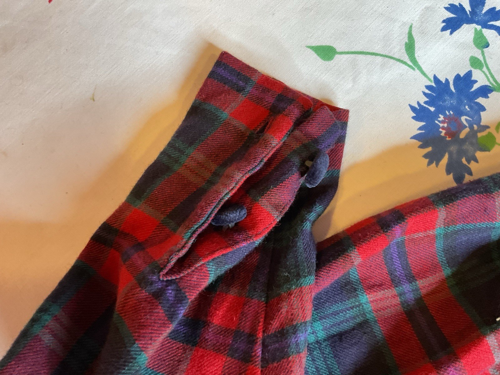 Laura Ashley VTG Wool Tartan Plaid Dress Sz 12 Red Velvet Modest Darker Colored