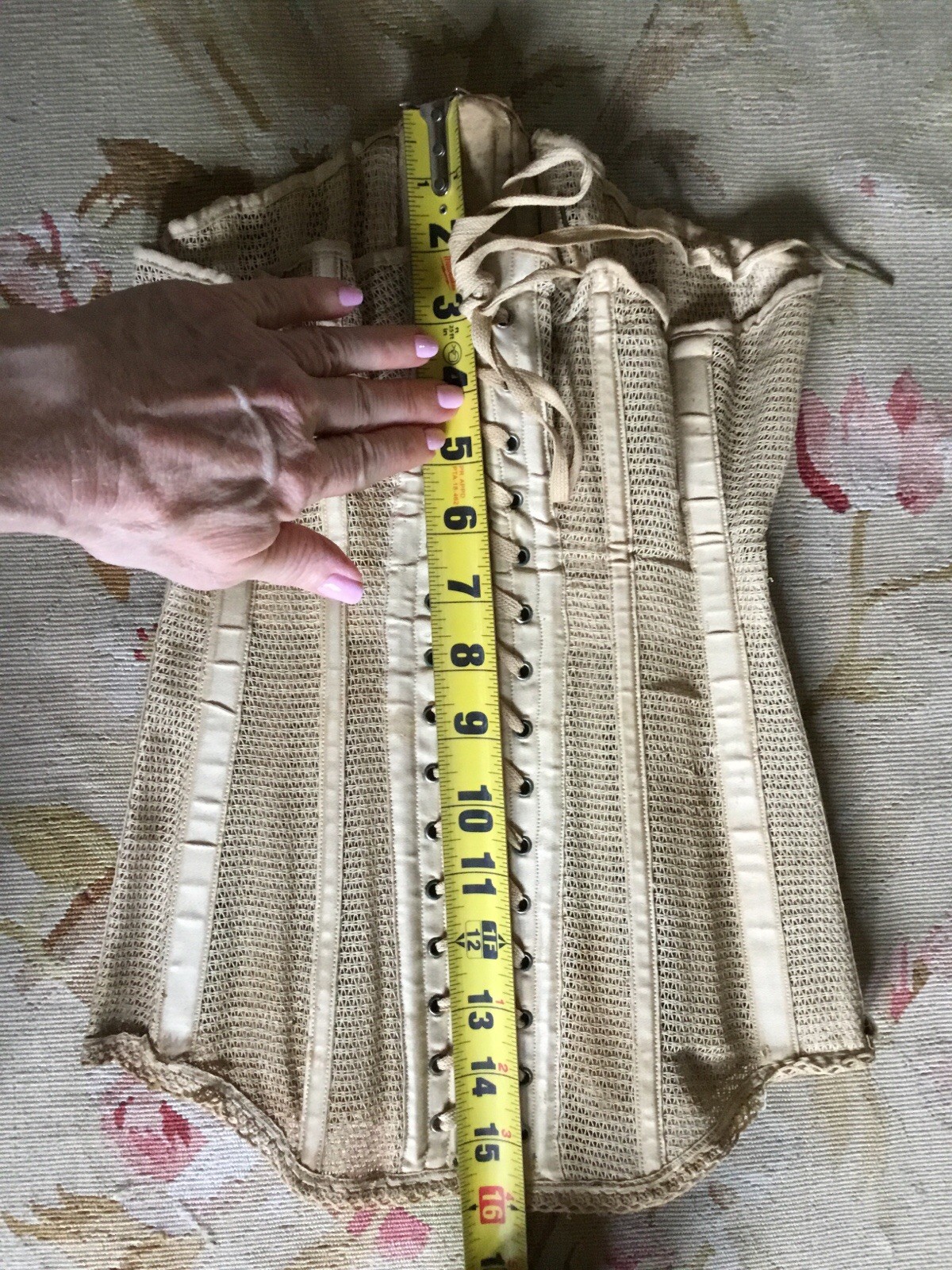 Antique Victorian Summer Mesh Corset Ecru Lace Up Back Imperfectly Perfect!!!