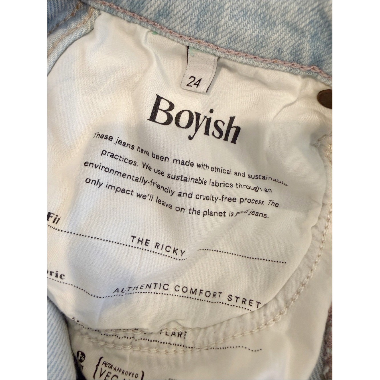 BOYISH The Ricky Peace Jeans in Flashback Wash size 24 High Rise Flare