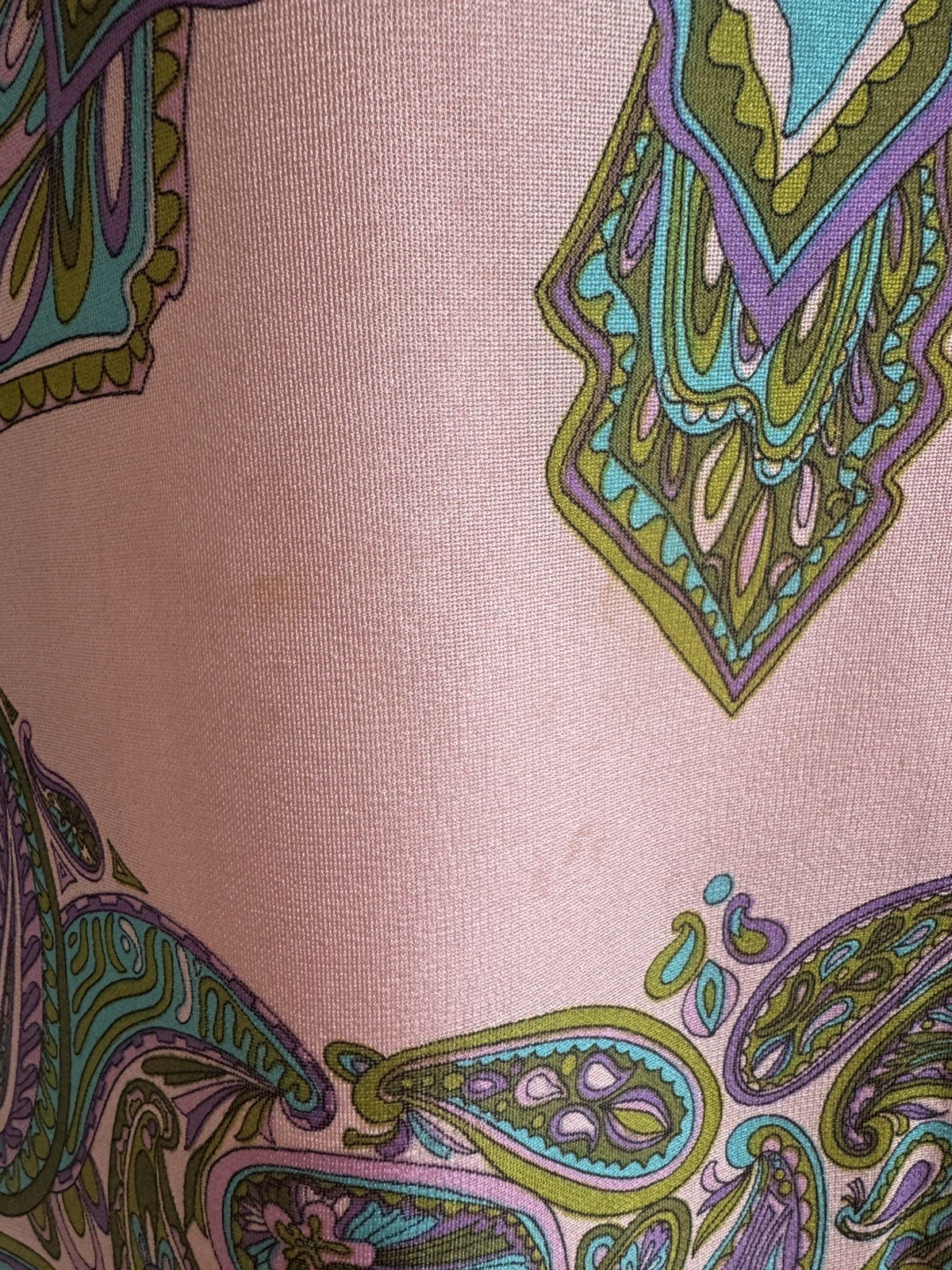 Vintage Anne Rubin Imports 1960s Silk Couture Italy paisley pink Top