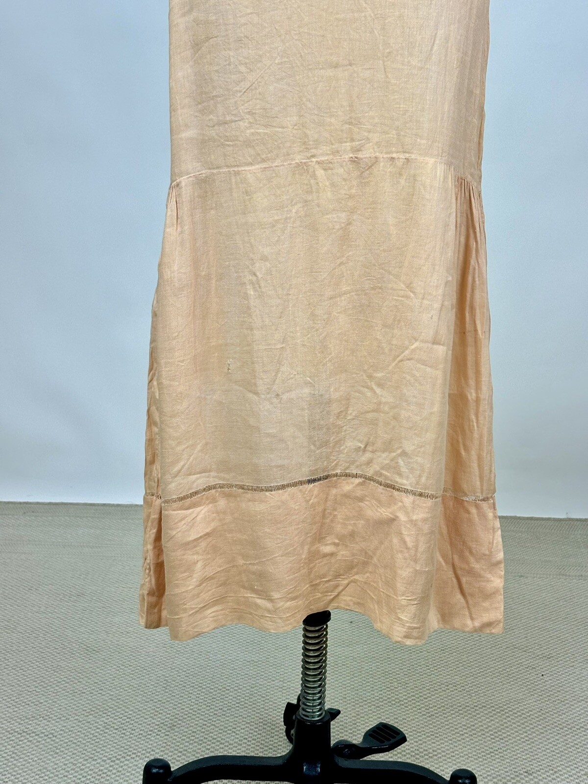 Antique 1910s 1920s Light Pink Cotton Drop Waist Shift Dress Short Sleeve AS IS