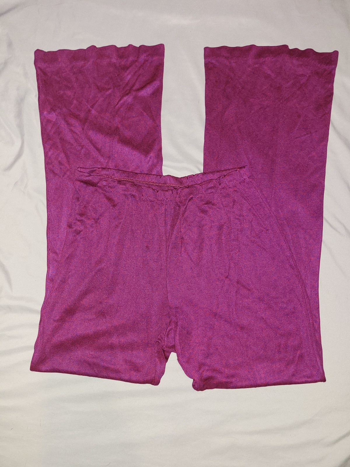 VTG 70s Burgundy Blue Space Dye Lounge Set Marled Knit Dagger Collar S M Boho