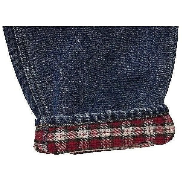 Vintage Eddie Bauer Flannel Lined Jeans Women 12 Petite Blue Plaid High Rise Mom