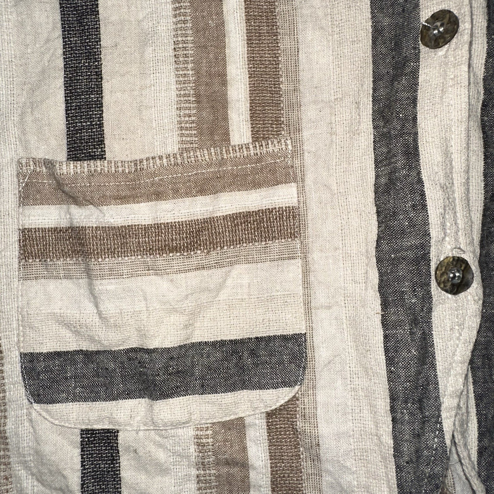 Vintage 90s Hunt Club Striped Linen Cotton Blend Vest Womens L USA Made Preppy