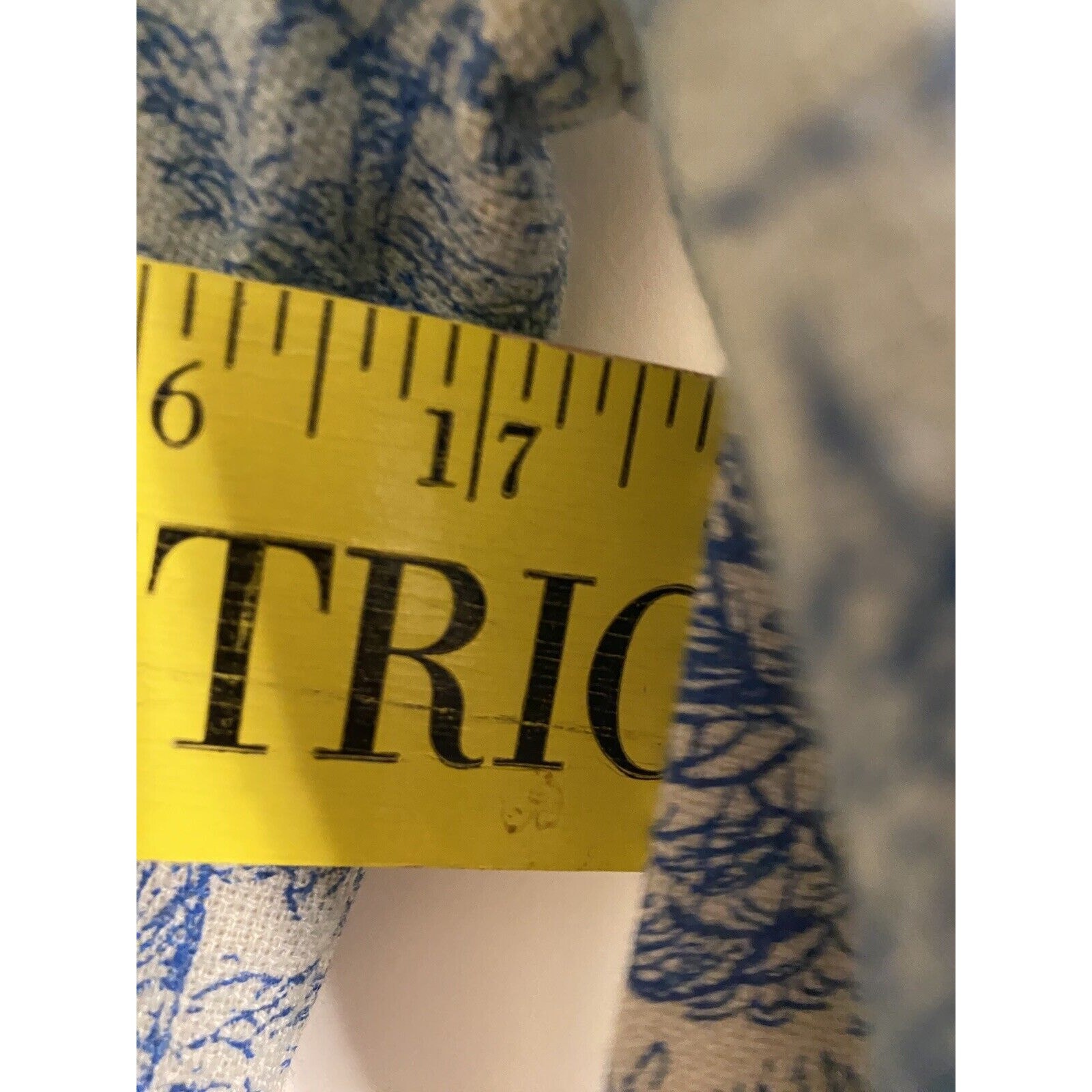 Vtg 70s Romantic Toile Print Shift Dress White Blue Fabric Repair Craft