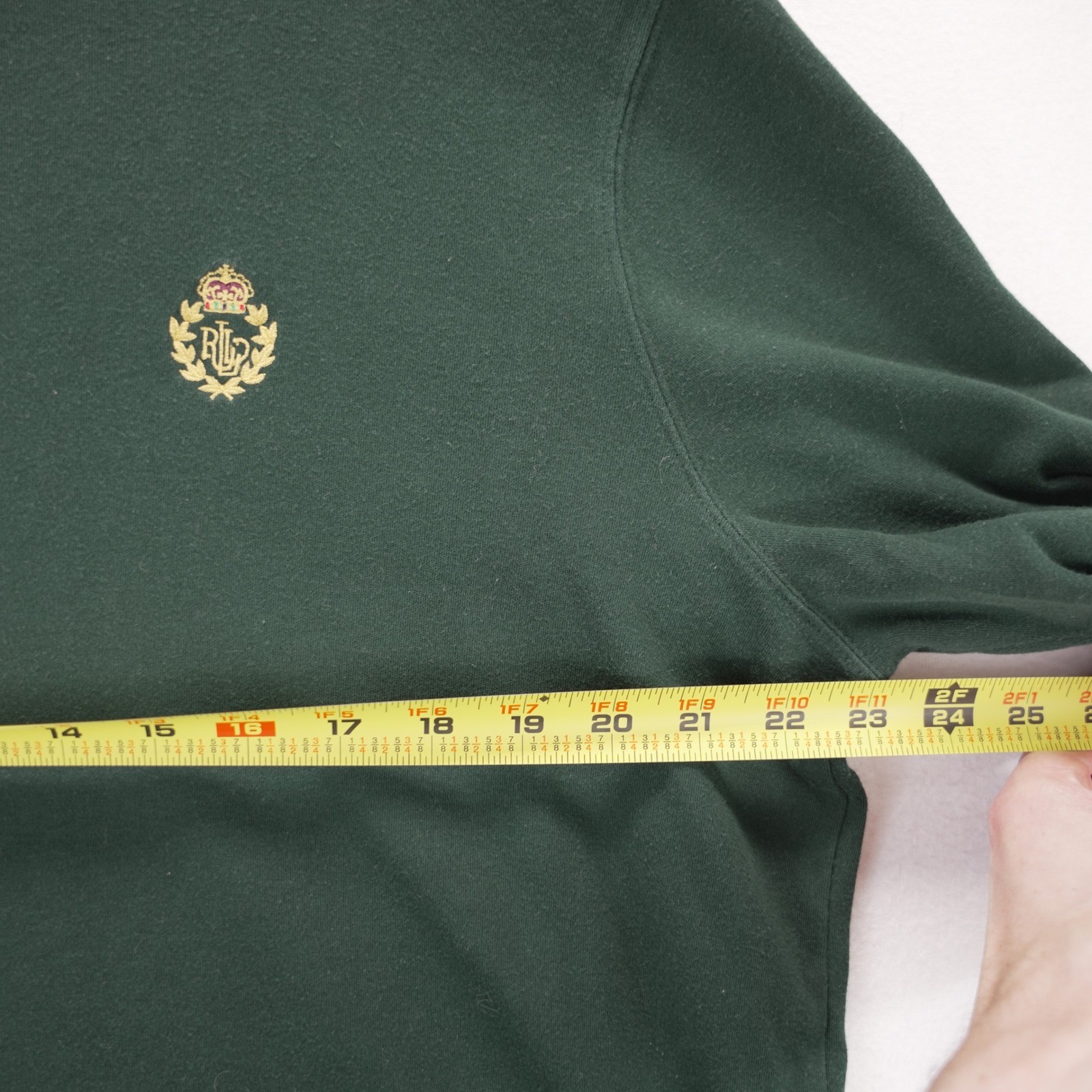 Lauren Ralph Lauren 2X Green Turtleneck Long Sleeve Crest Logo Cotton Top VTG
