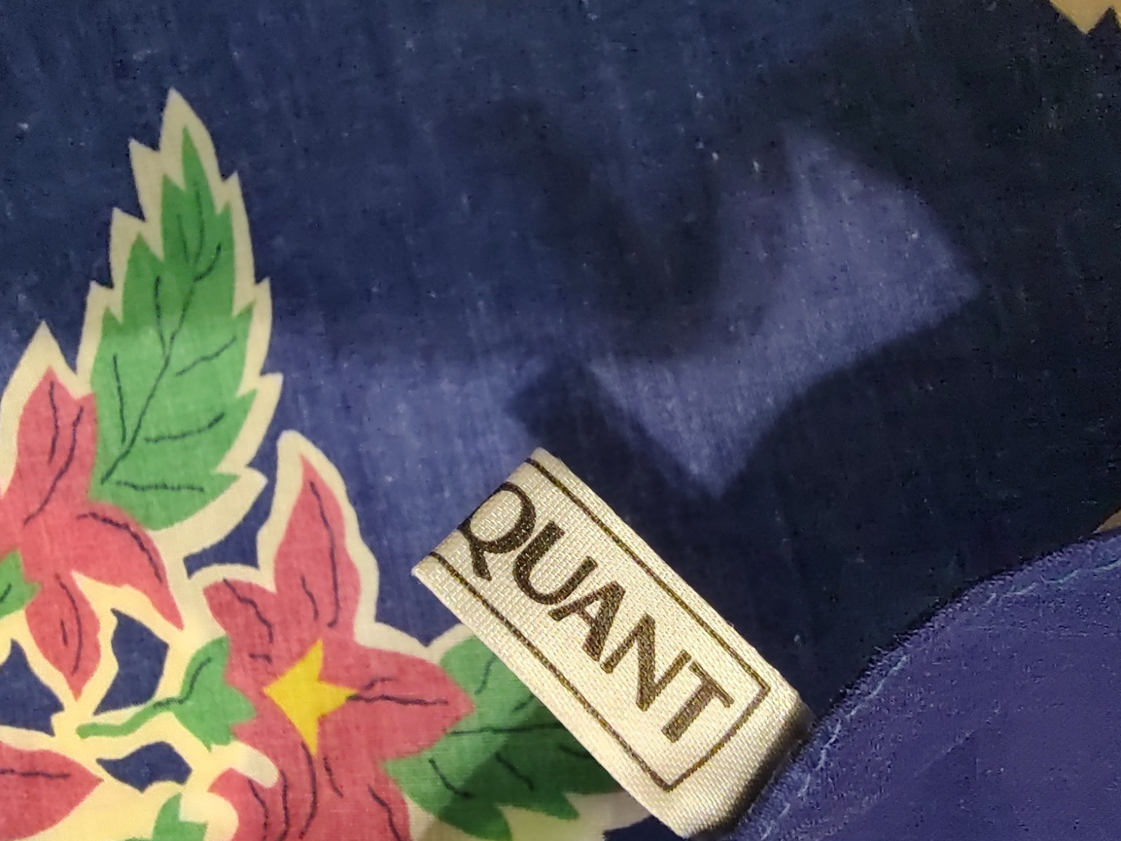 Vintage 80s Mary Quant Sarong Pareo Beach Wrap Dress Blue Floral Unworn England