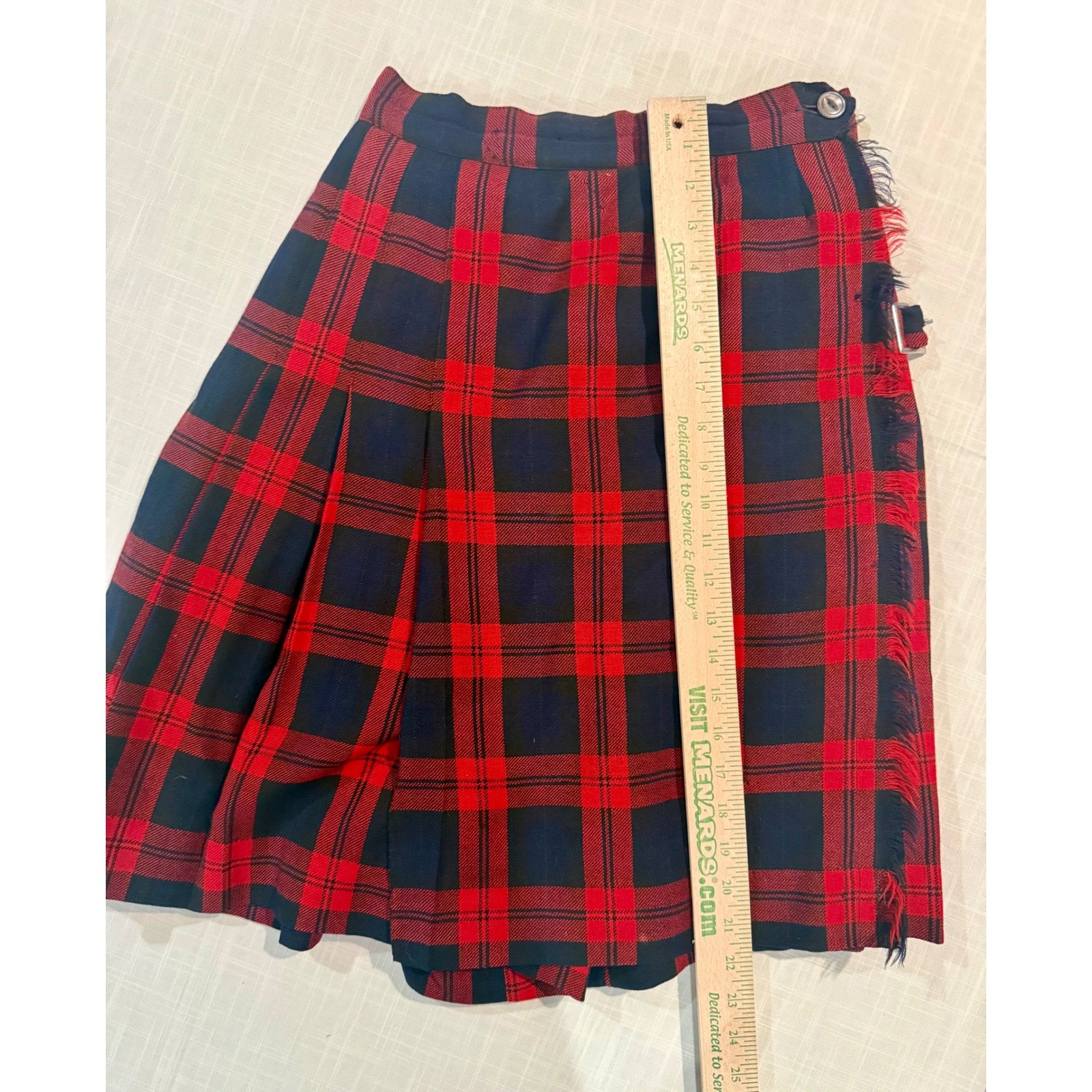 Vintage Abercrombie & Fitch Florence Walsh Plaid Fringe Kilt Skort Red