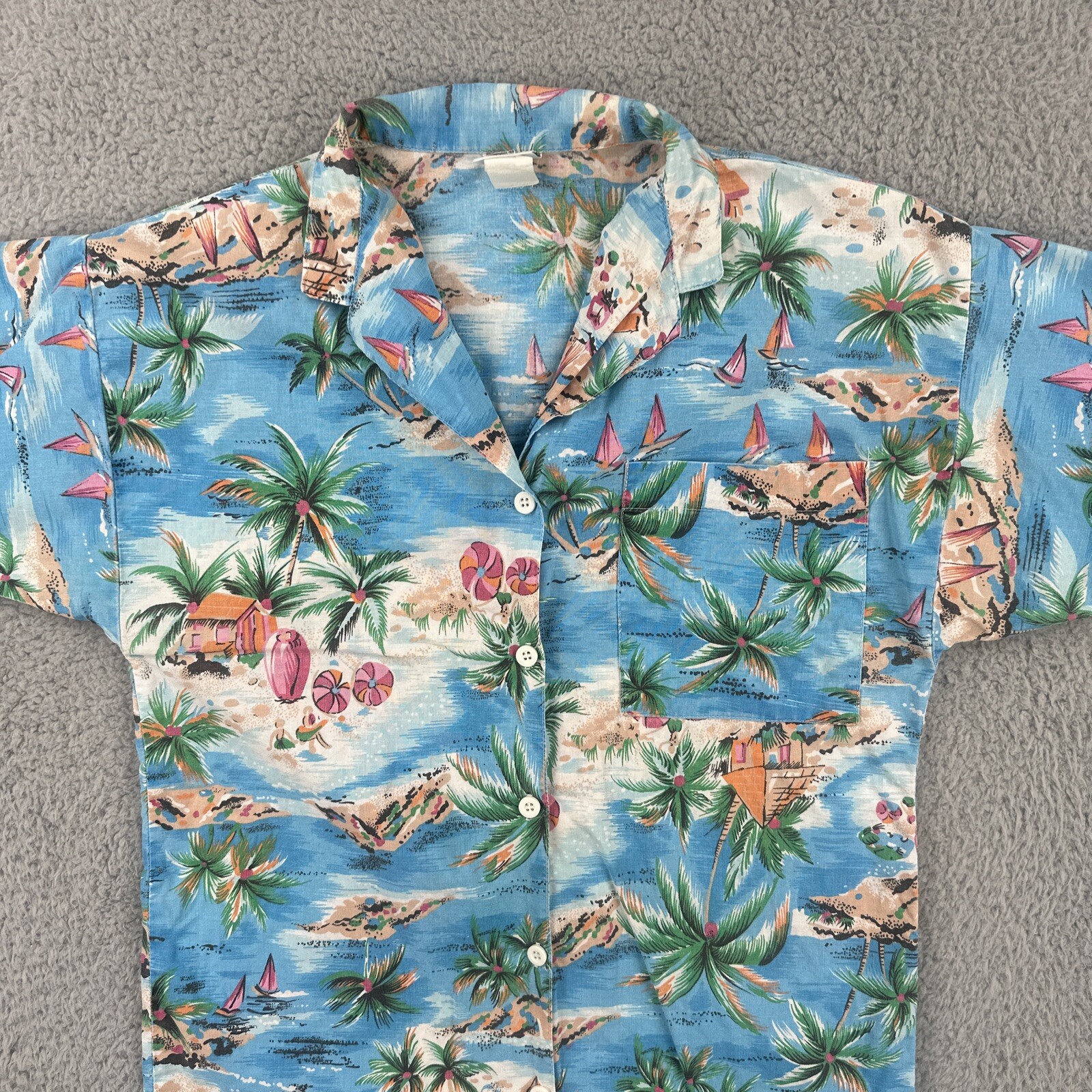 Vintage Palmetto’s 90s Women’s Size S Hawaiian Beach Camp Button Up Shirt EUC