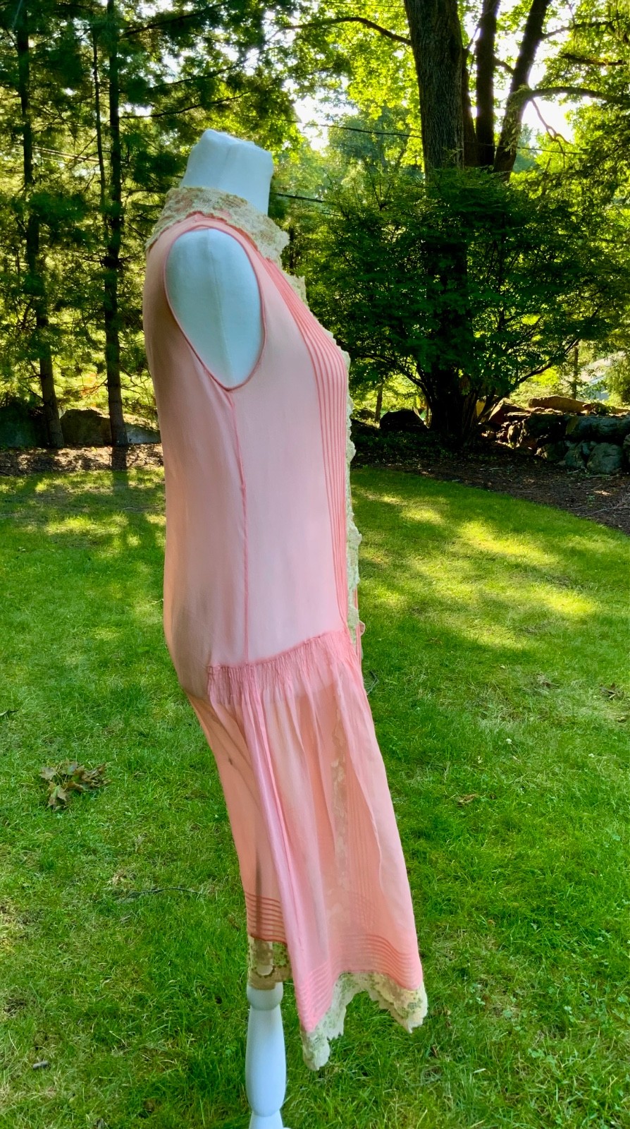 Rare 1920s Silk Chiffon Flapper Dress Art Deco Lace Dress Original Silk Slip Ant