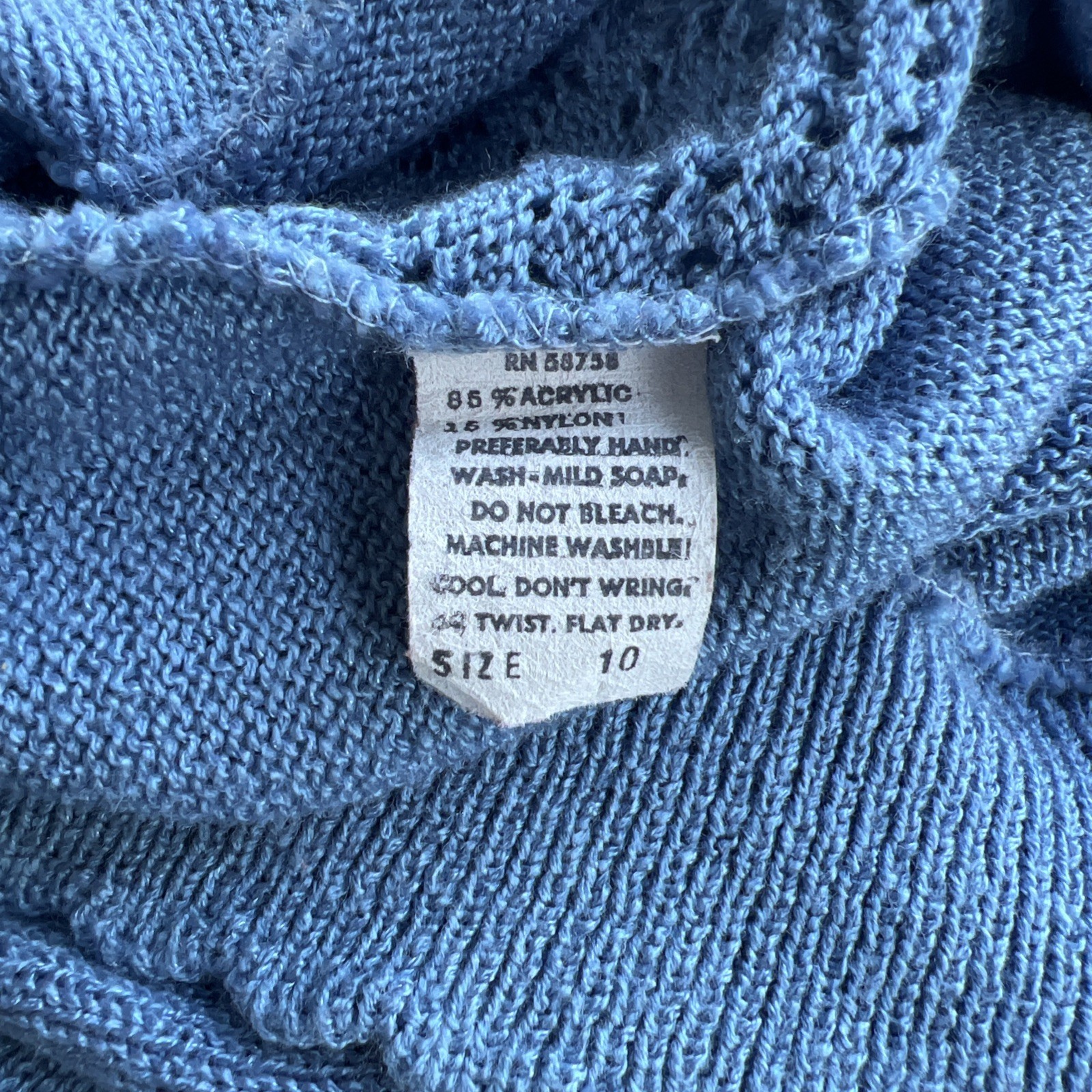 Nancy Lynn Fashions Vintage 80s Pointelle Knit Top/Sweater Size M Dusty Blue