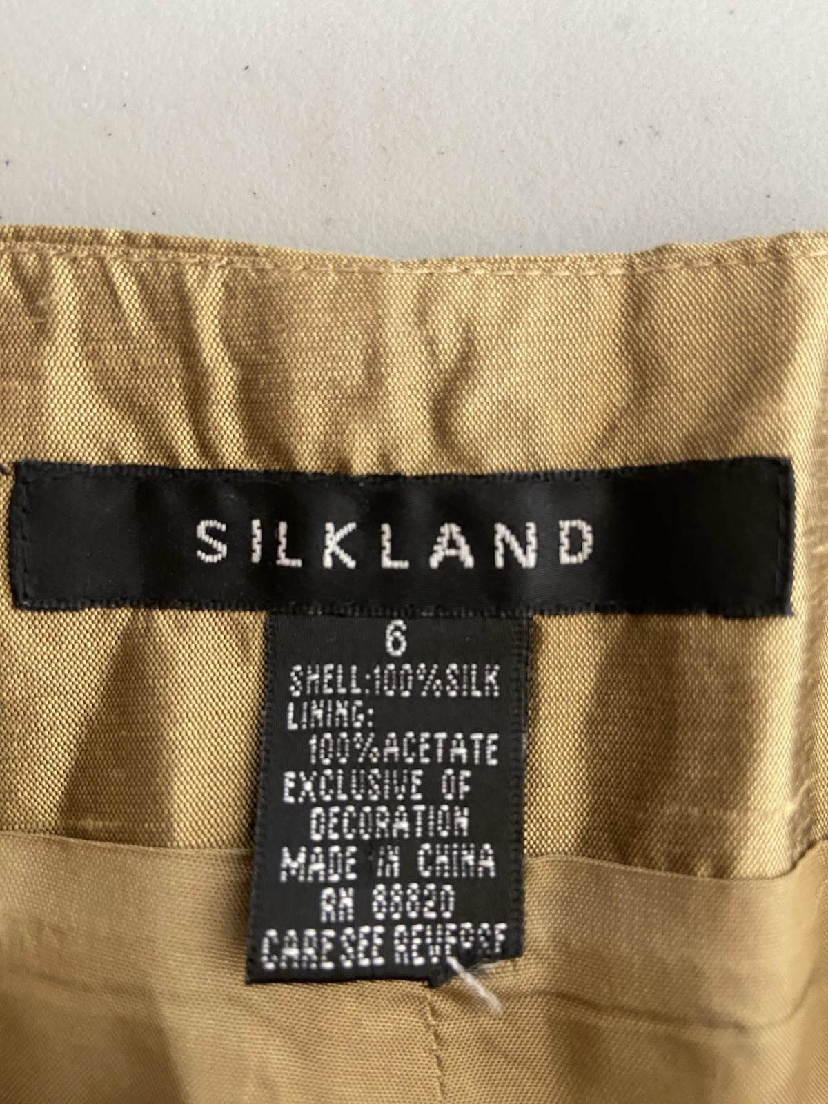 Silkland Womens Pants 6 100% Silk Beaded Floral Cropped Gold Event Occasion
