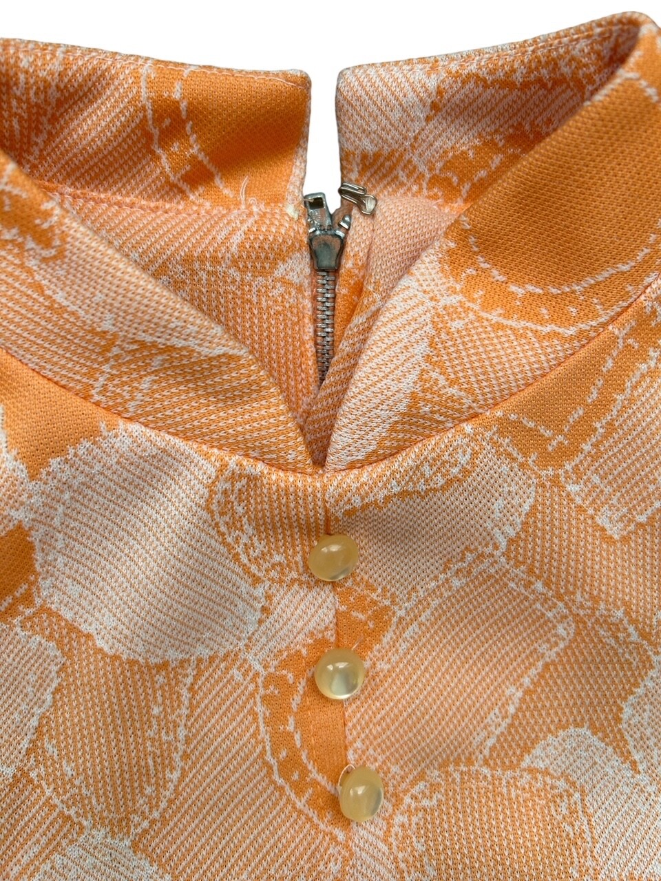 1970s Mod Dress Size M Sleeveless Orange Hippie Disco Secretary