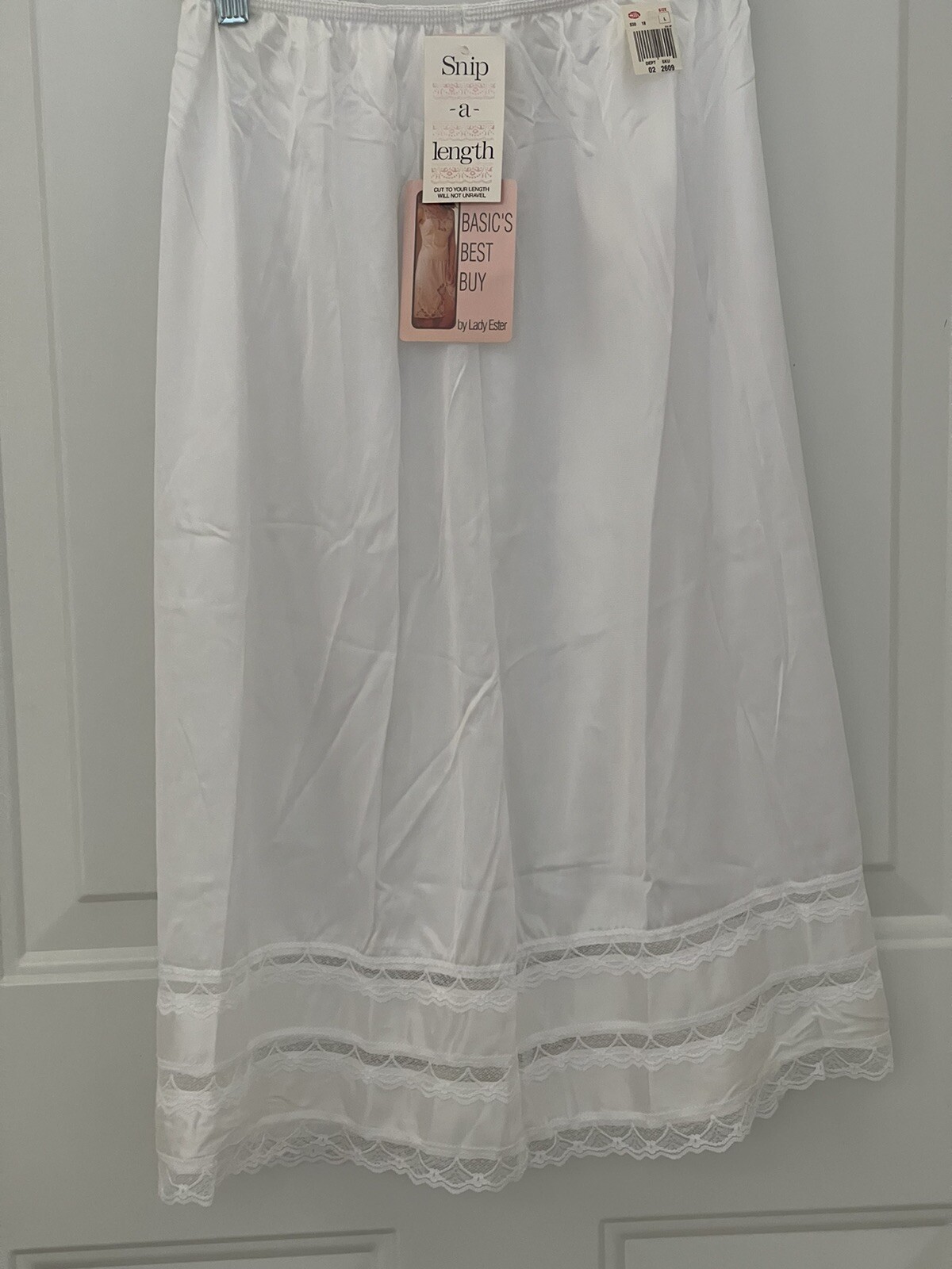 Large White Sliperfection Half Slip LADY ESTER SNIP TO YOUR LENGTH Sz:30/32 NWT