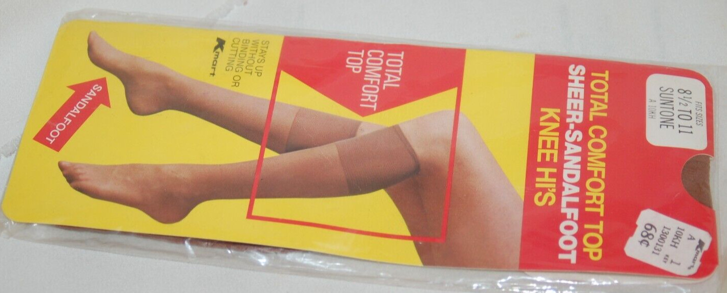 NIP VINTAGE KMART 8 1/2 TO 11 SUNTONE TOTAL COMFORT TOP SHEER SANDALFOOT KNEE HI