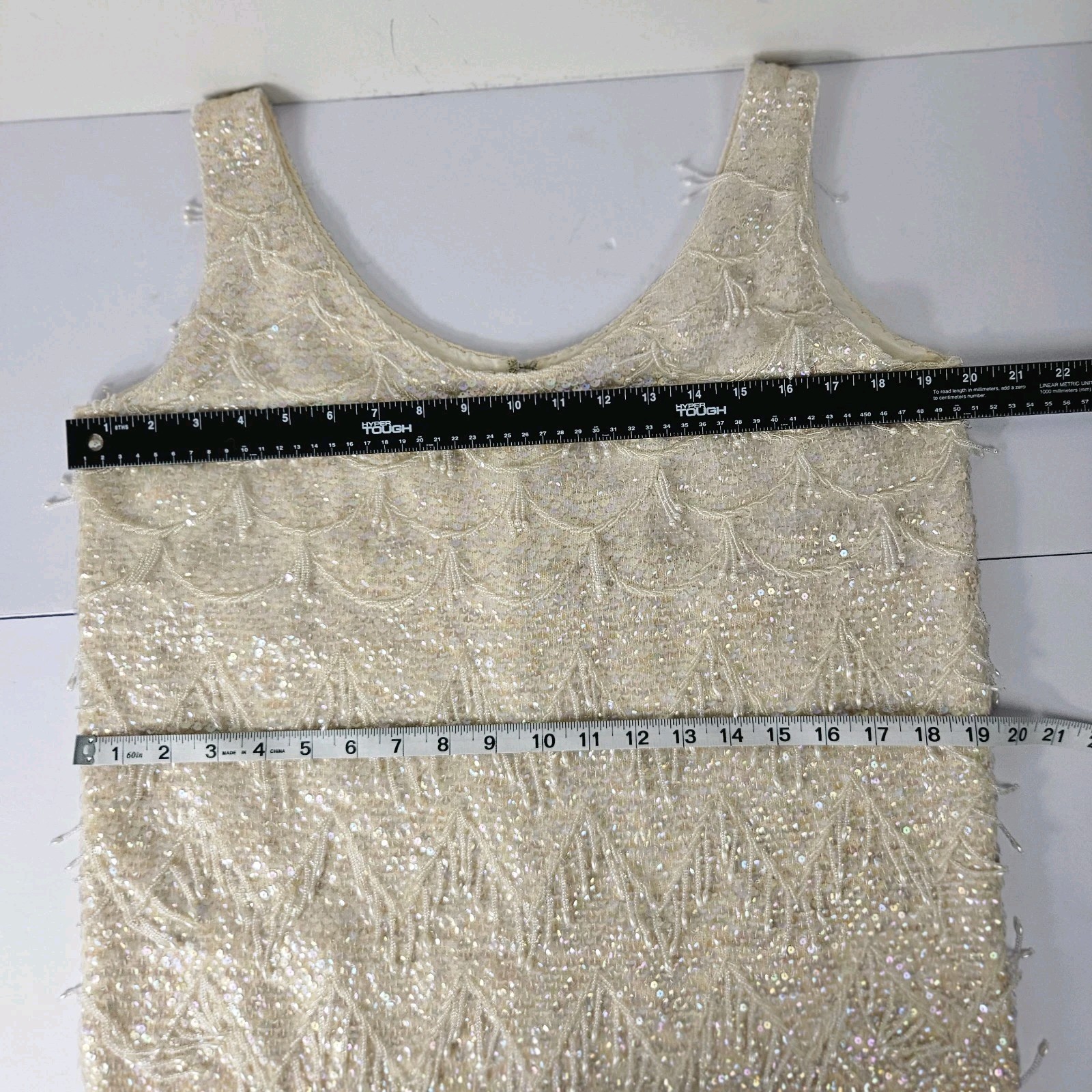 Vintage 1960S Voquemont Sleeveless Tank Top Sweater 100% Beaded And Sequins Sz42