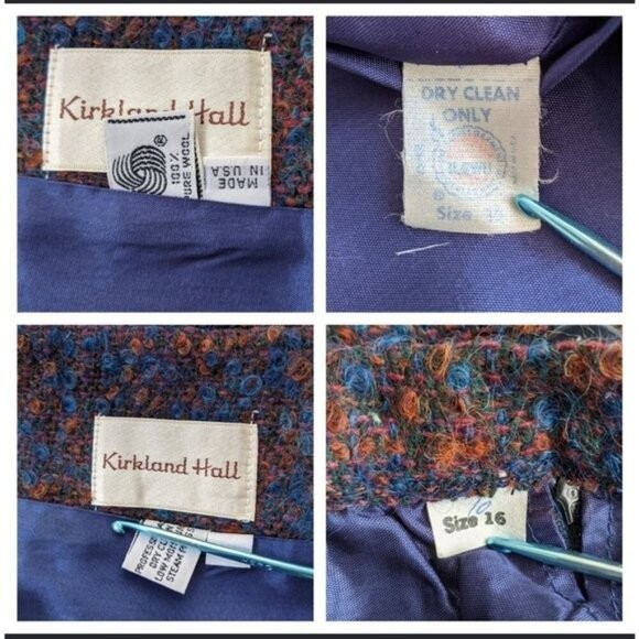 Vintage Curly Wool Classic Skirt Suit Tag 16 Waist 30″ Chest 40″ Union Label