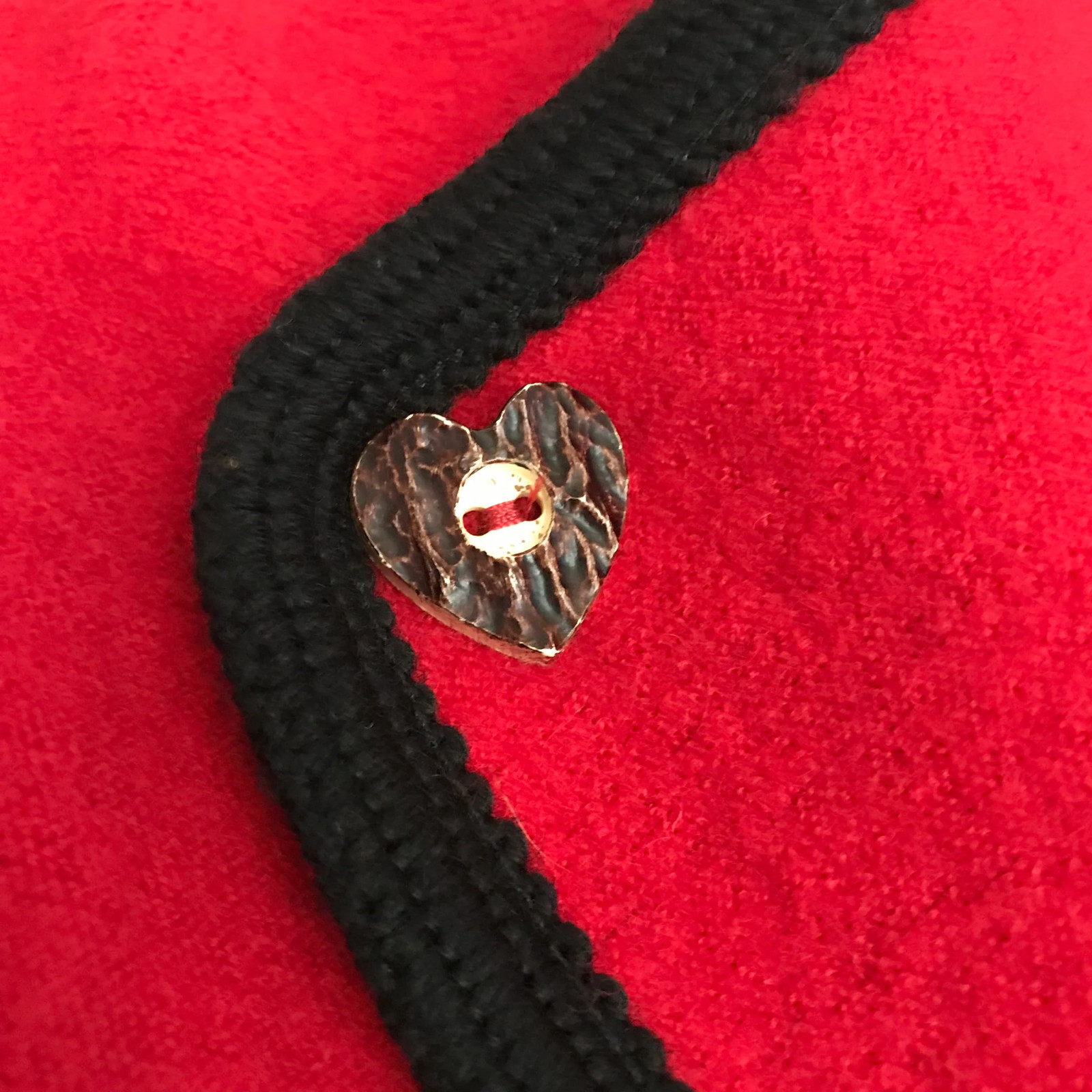 Vintage 1960s Alphorn Bavarian Wool Crop Jacket Red Black Sz M