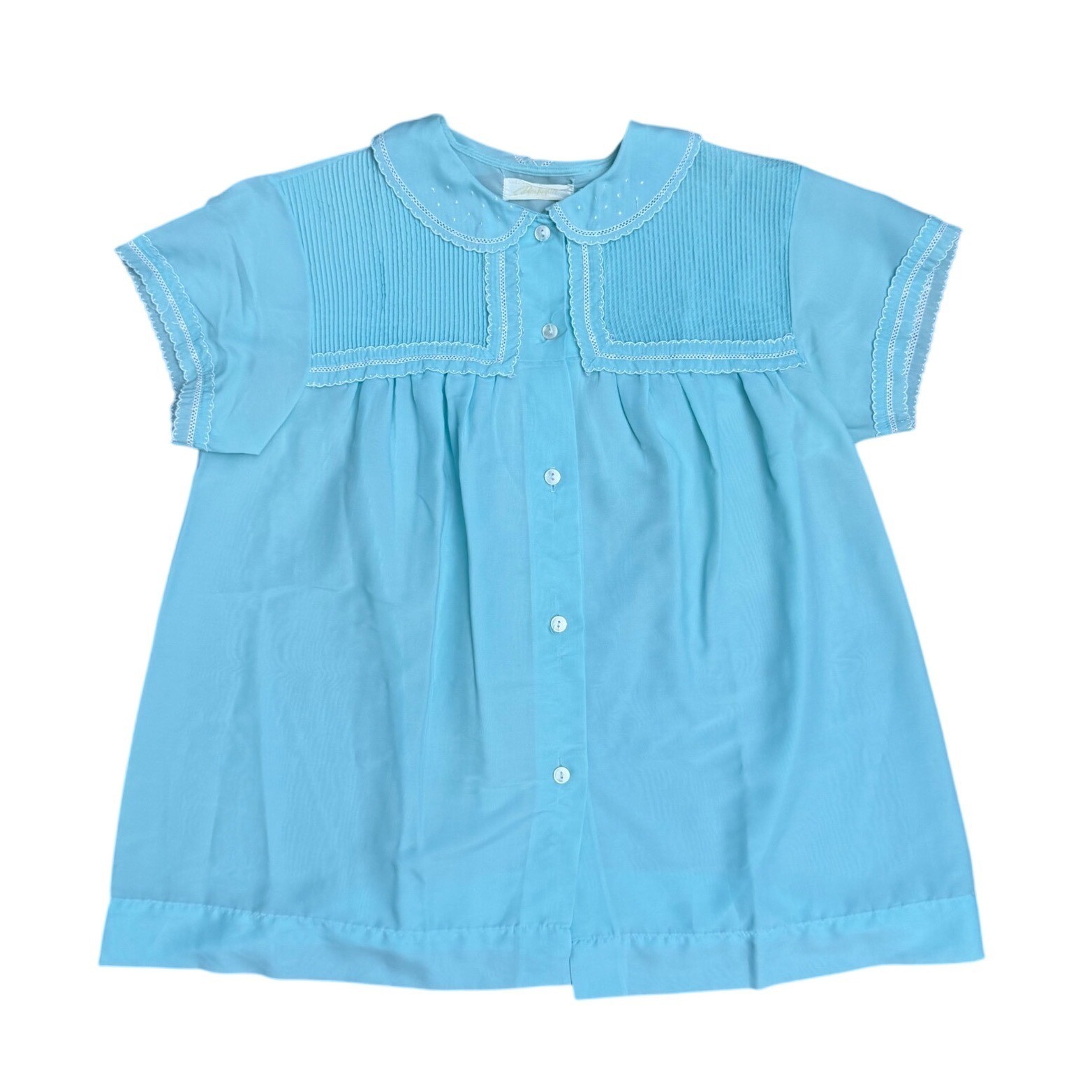 Vintage Barbizon Blue Lace Trim Pintuck Babydoll Nightgown Top Small Cottage