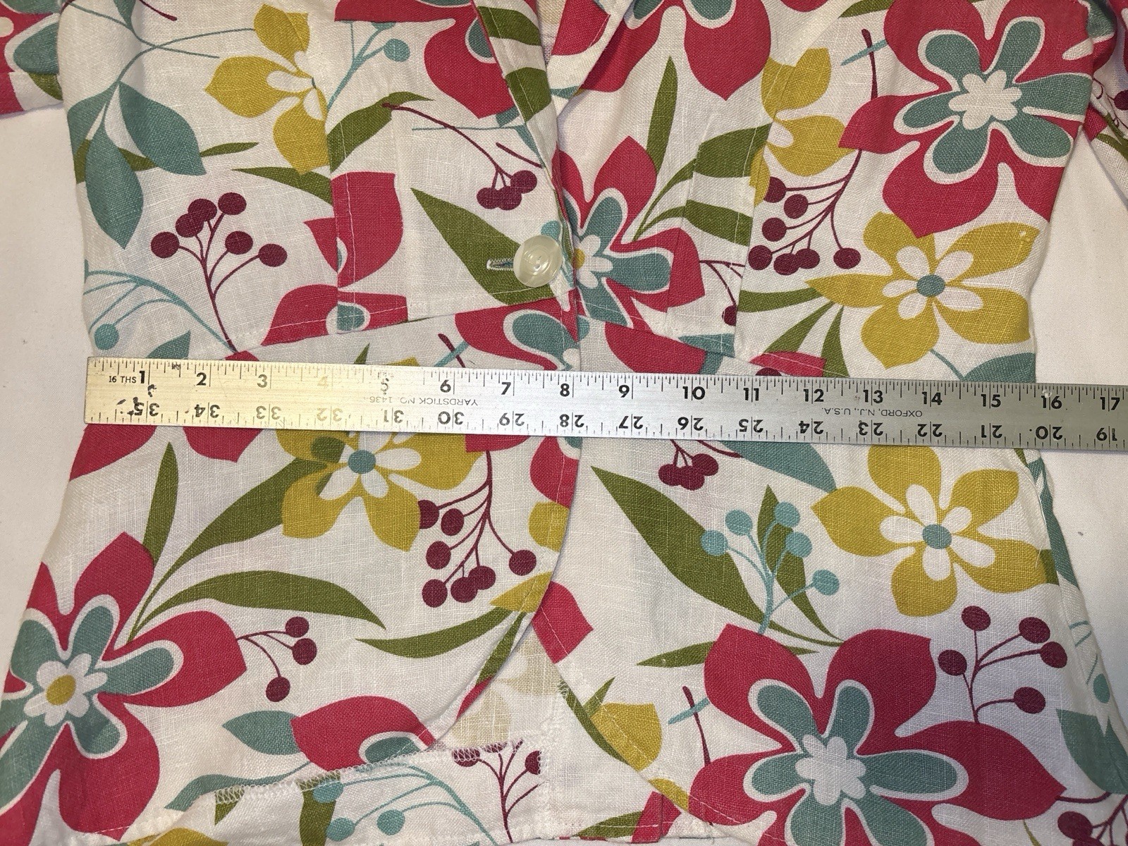 Vintage Gotcha Covered Floral Linen? Jacket Blazer Sz M No Tag Tropical Colorful