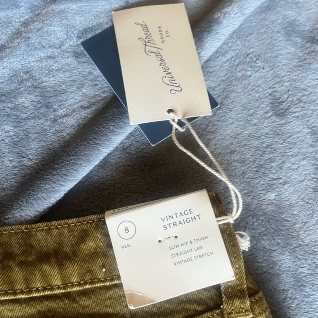 Universal Thread Womens Size 8 Olive Green Vintage Straight Jeans NWT Stretch