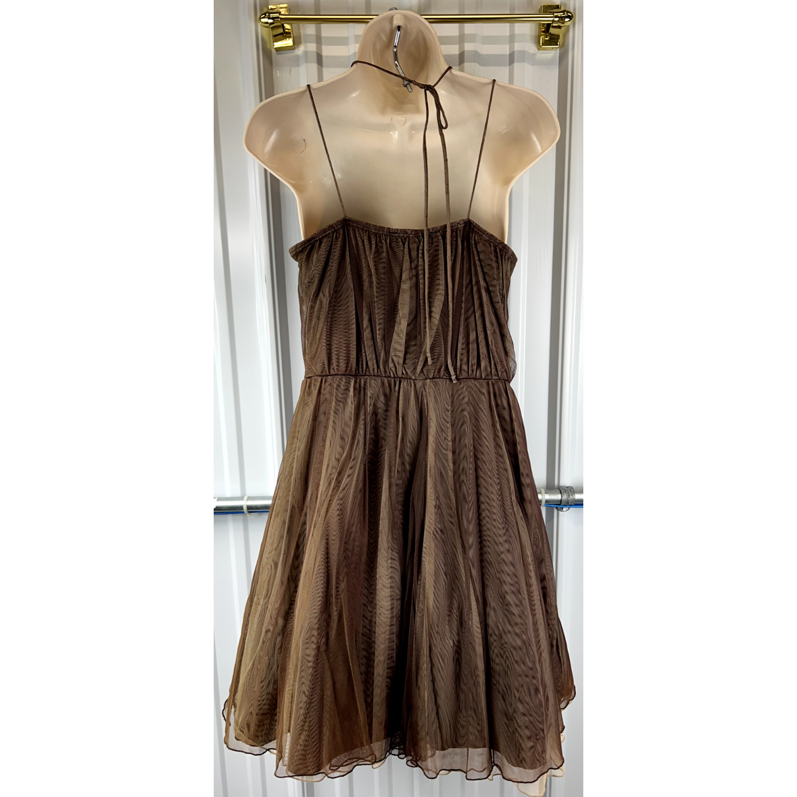 Vintage 90’s RAMPAGE Dress sz 7 Tulle mesh halter babydoll sequins Forest Fairy